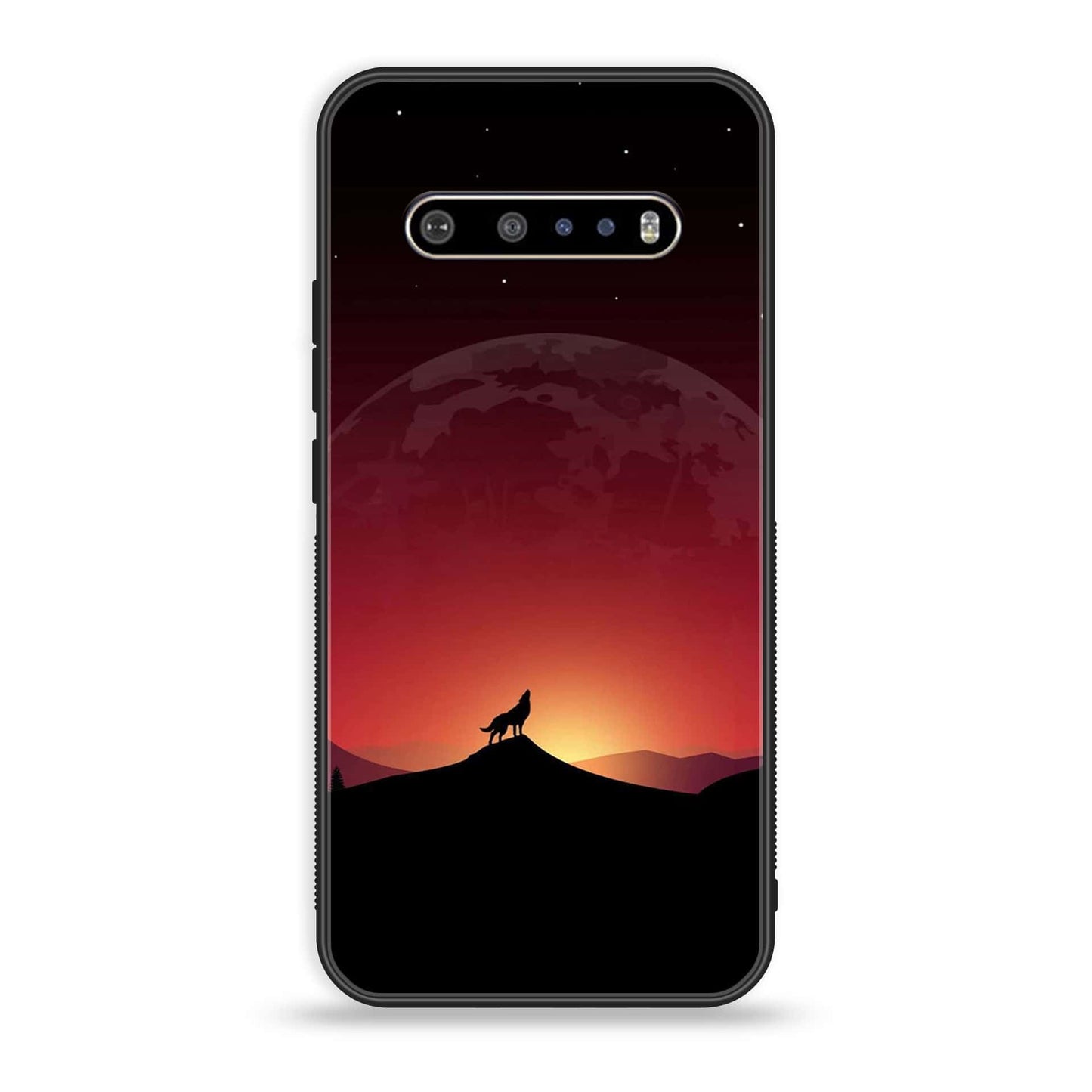 LG V60 Wolf Design 4 Premium Printed Glass soft Bumper shock Proof Case CS-38273