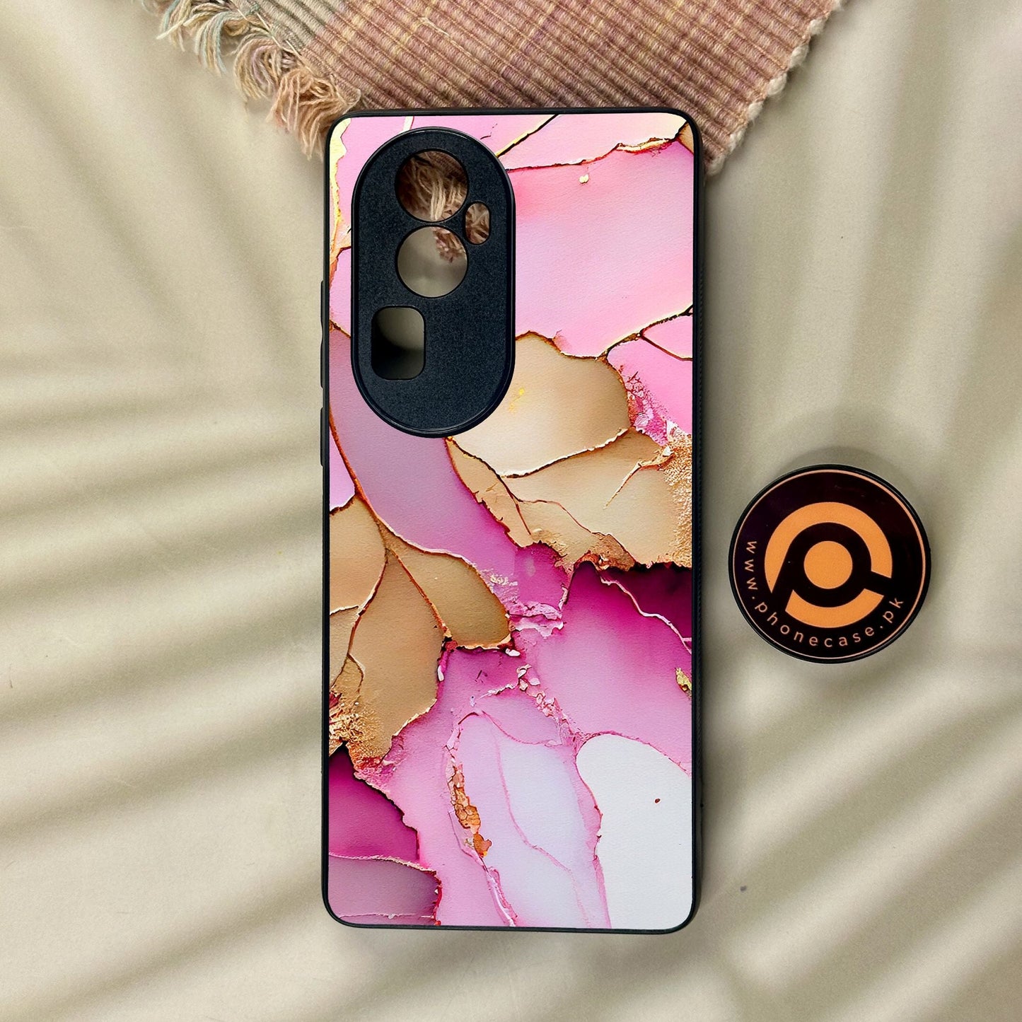 Oppo Reno 10 Pro Plus - Pink Marble 2.0 Design 4 - Premium Metal Printed Soft Bumper Shock Proof Case