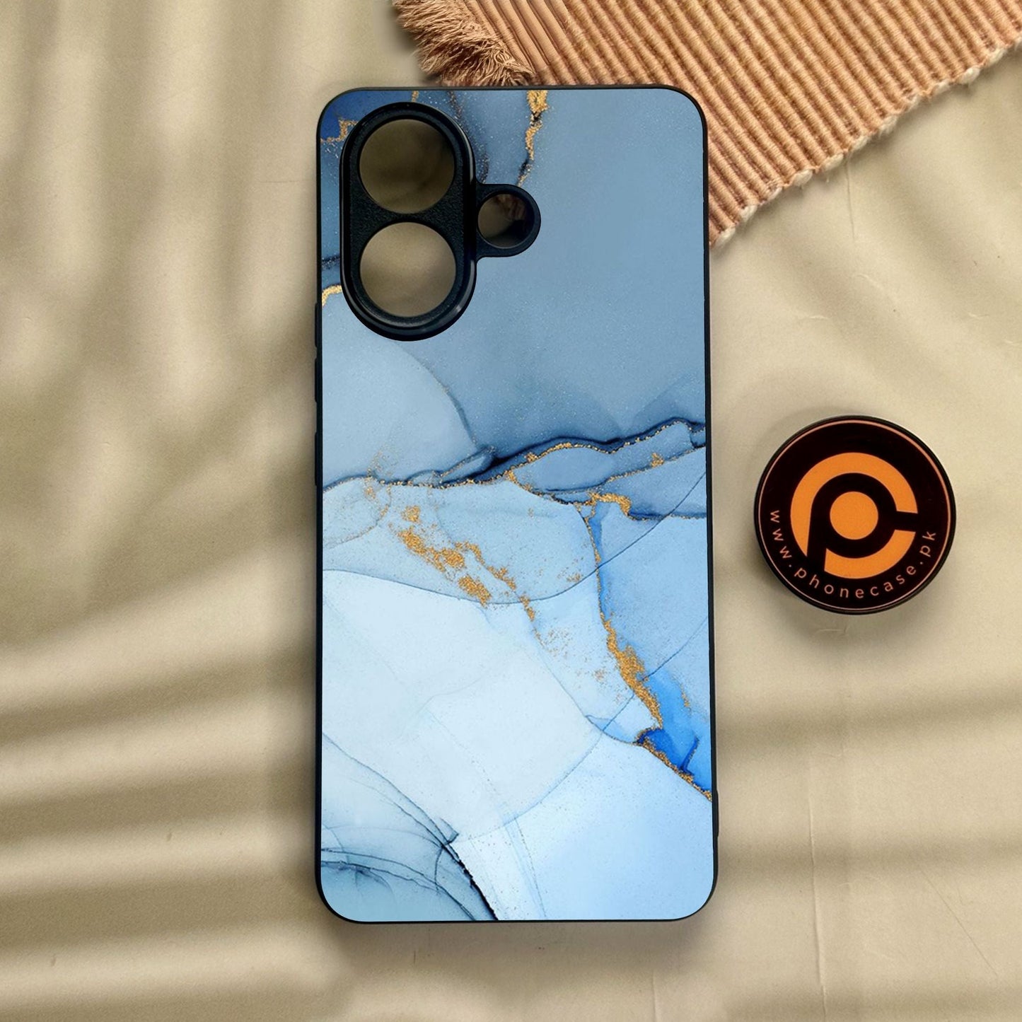 Vivo V60 Lite - Blue Marble Design 8 - Premium Metal Printed Soft Bumper Shock Proof Case