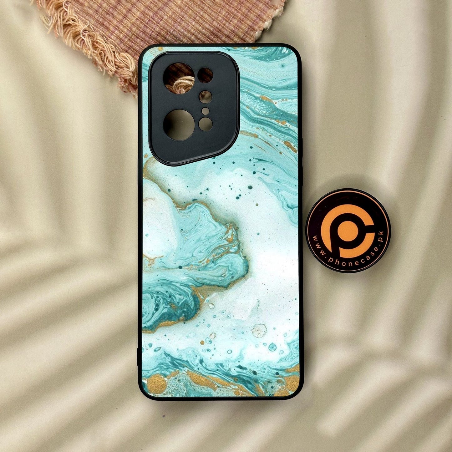 Oppo Find X5 Pro - Aqua Blue Marble Design - Premium Metal Printed Soft Bumper Shock Proof Case