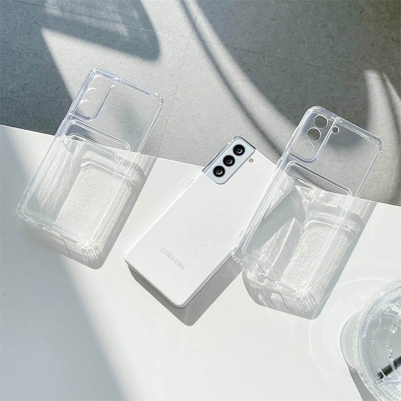 Samsung Galaxy S25 Ultra - Wallet Card Holder Transparent Slot ShockProof Case