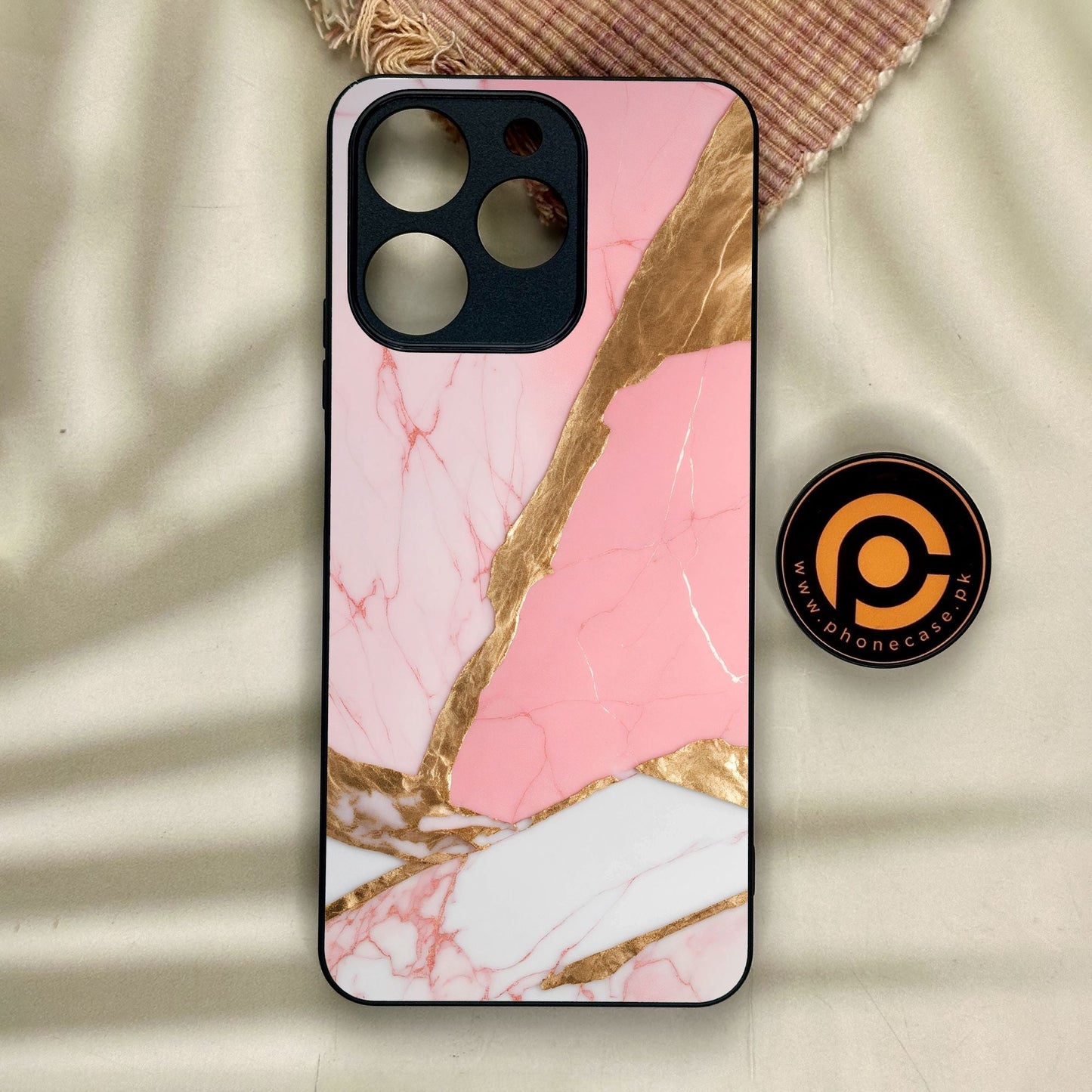 Realme Note 70 - Pink Marble 2.0 Design 2 - Premium Metal Printed Soft Bumper Shock Proof Case