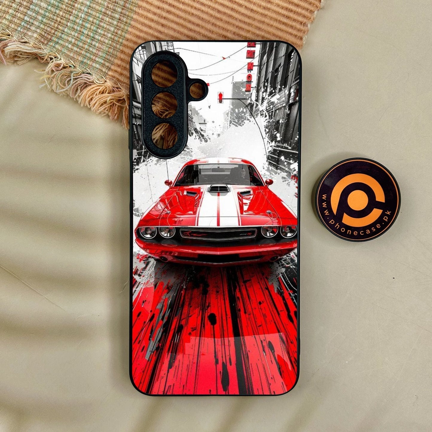 Samsung Galaxy A17 - Red Muscle Car Thrill - Premium Metal Printed Soft Bumper Shock Proof Case