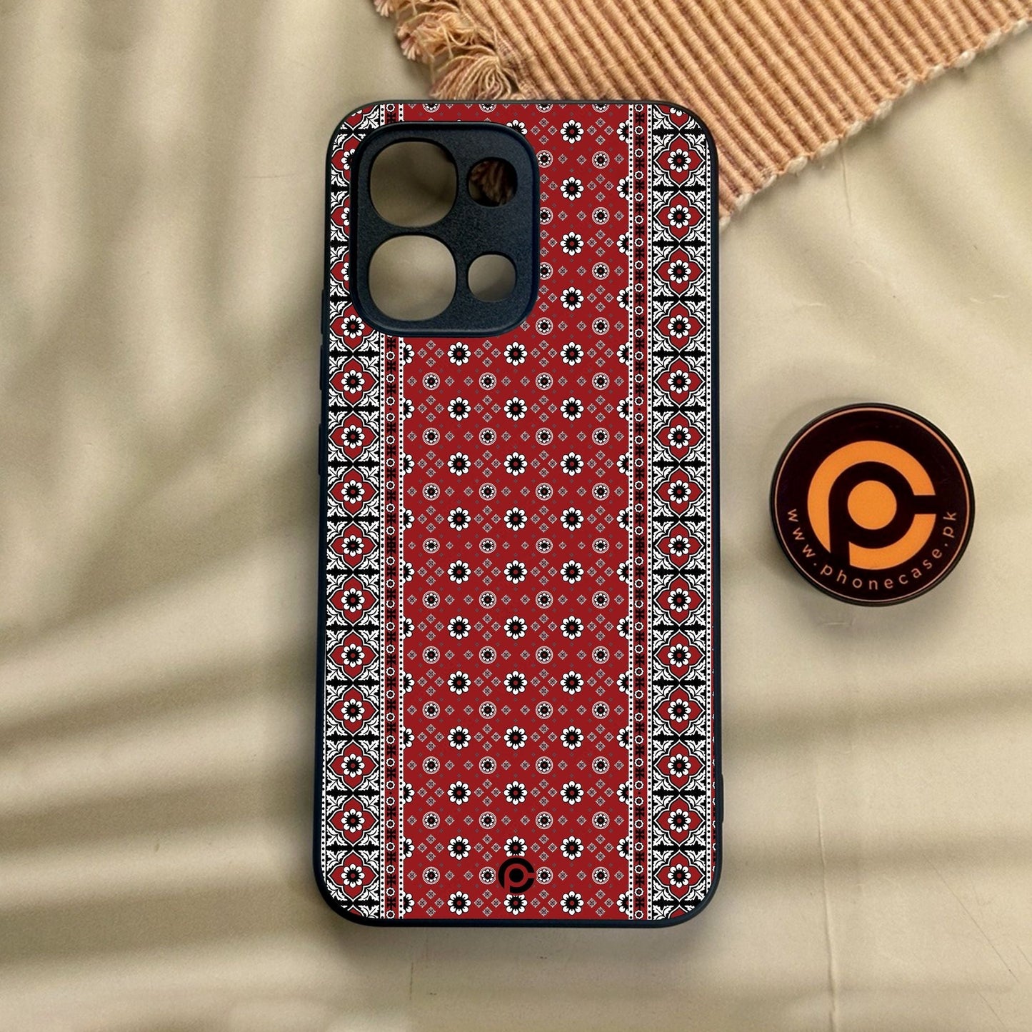 Oppo A6 Pro - Ajrak Design 12 - Premium Metal Printed Soft Bumper Shock Proof Case