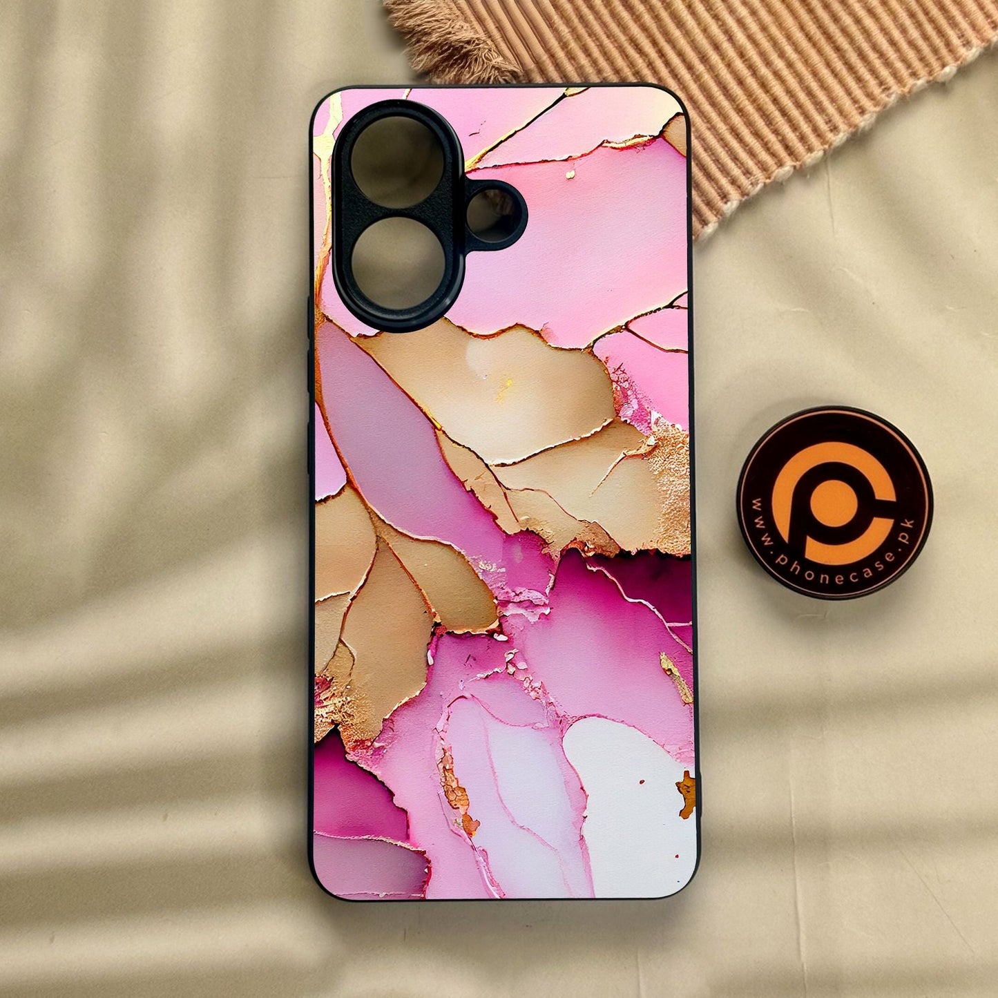 Vivo V60 Lite - Pink Marble 2.0 Design 4 - Premium Metal Printed Soft Bumper Shock Proof Case