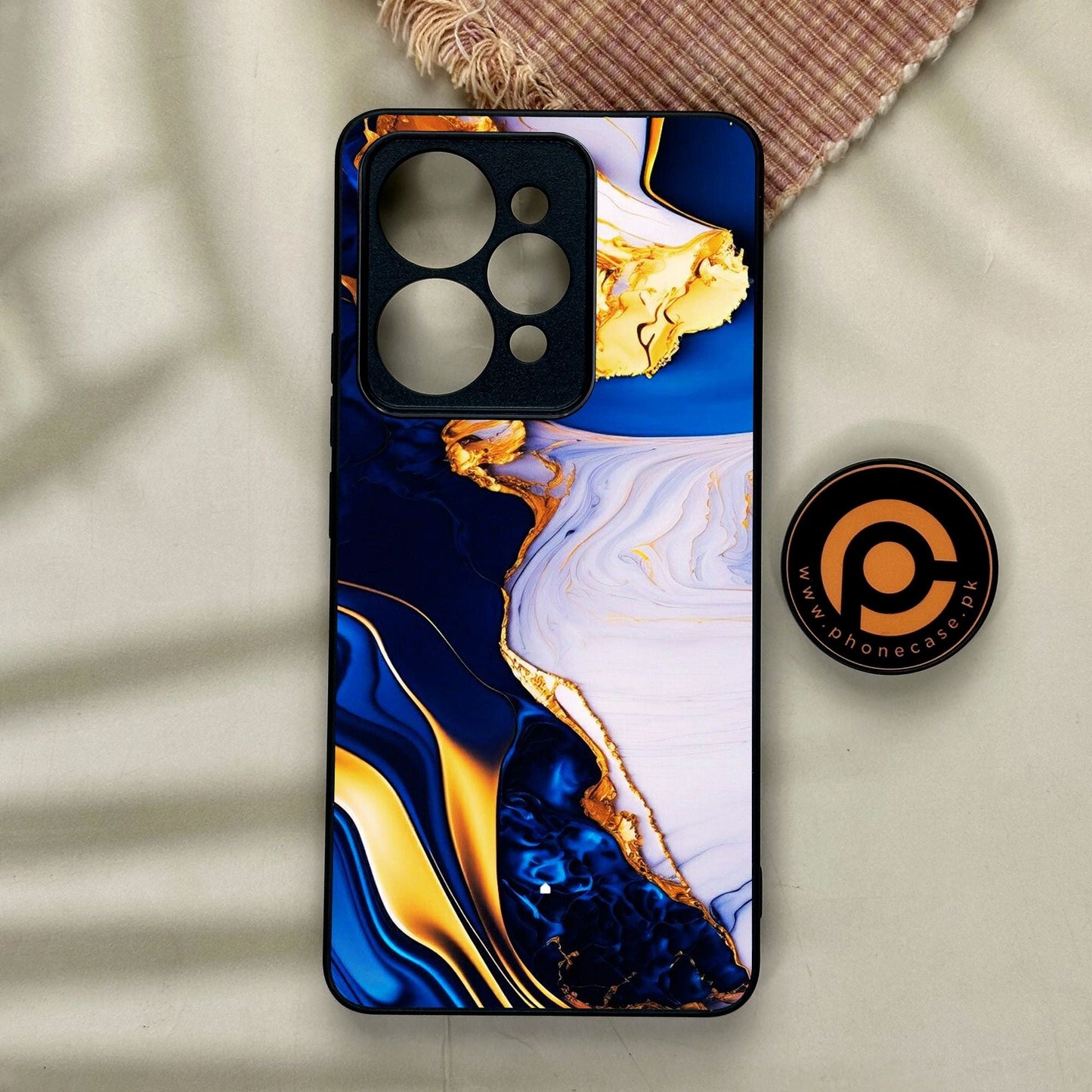 Realme 15 - Blue Golden Marble - Premium Metal Printed Soft Bumper Shock Proof Case