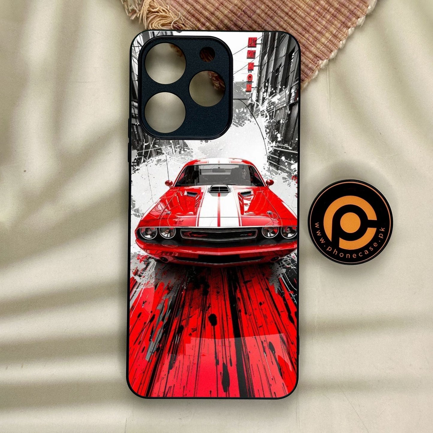 Realme Note 70 - Red Muscle Car Thrill - Premium Metal Printed Soft Bumper Shock Proof Case