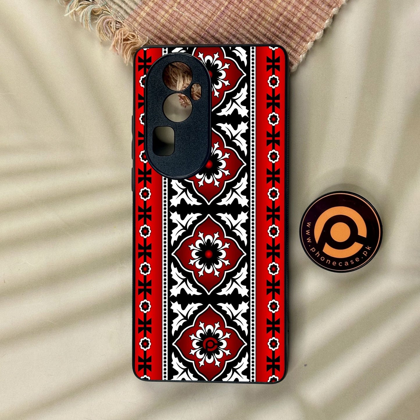 Oppo Reno 10 Pro Plus - Ajrak Design 1 - Premium Metal Printed Soft Bumper Shock Proof Case