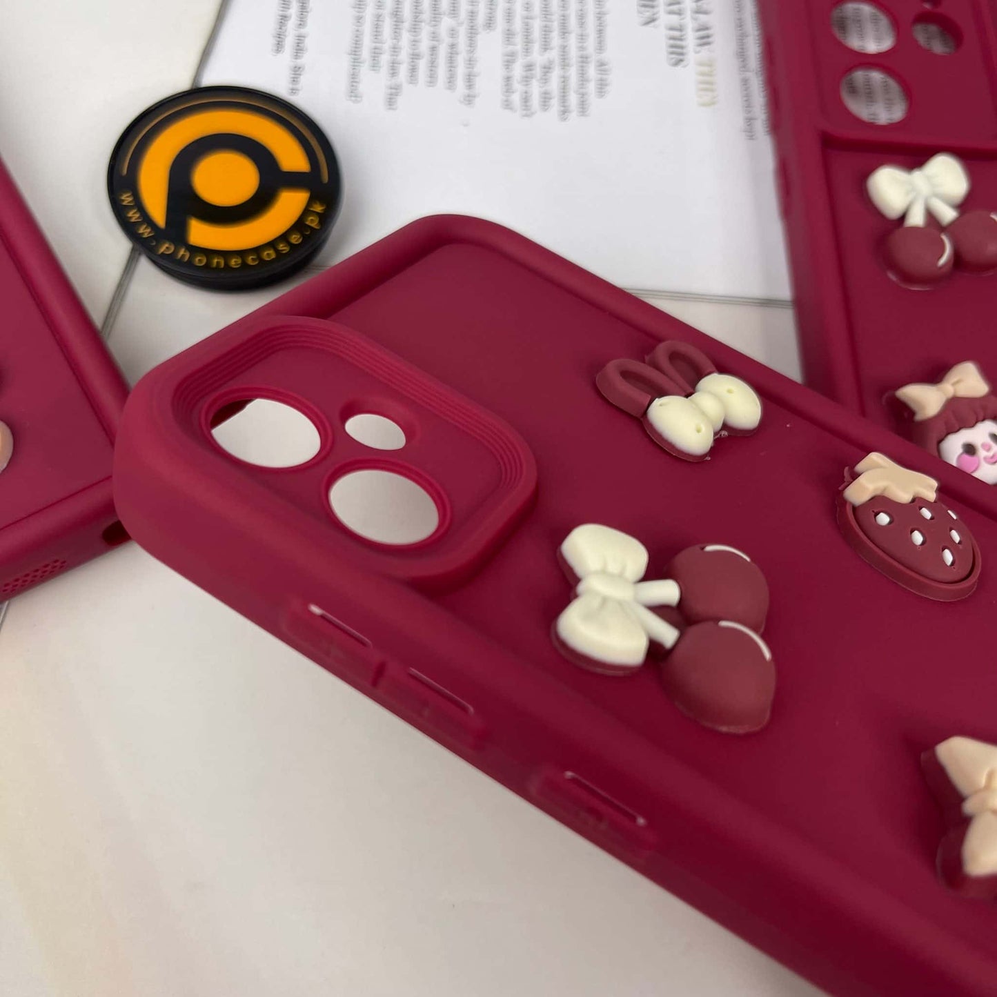 Tecno Spark 40C - Cute 3D Cherry Flower Icons Silicon Case