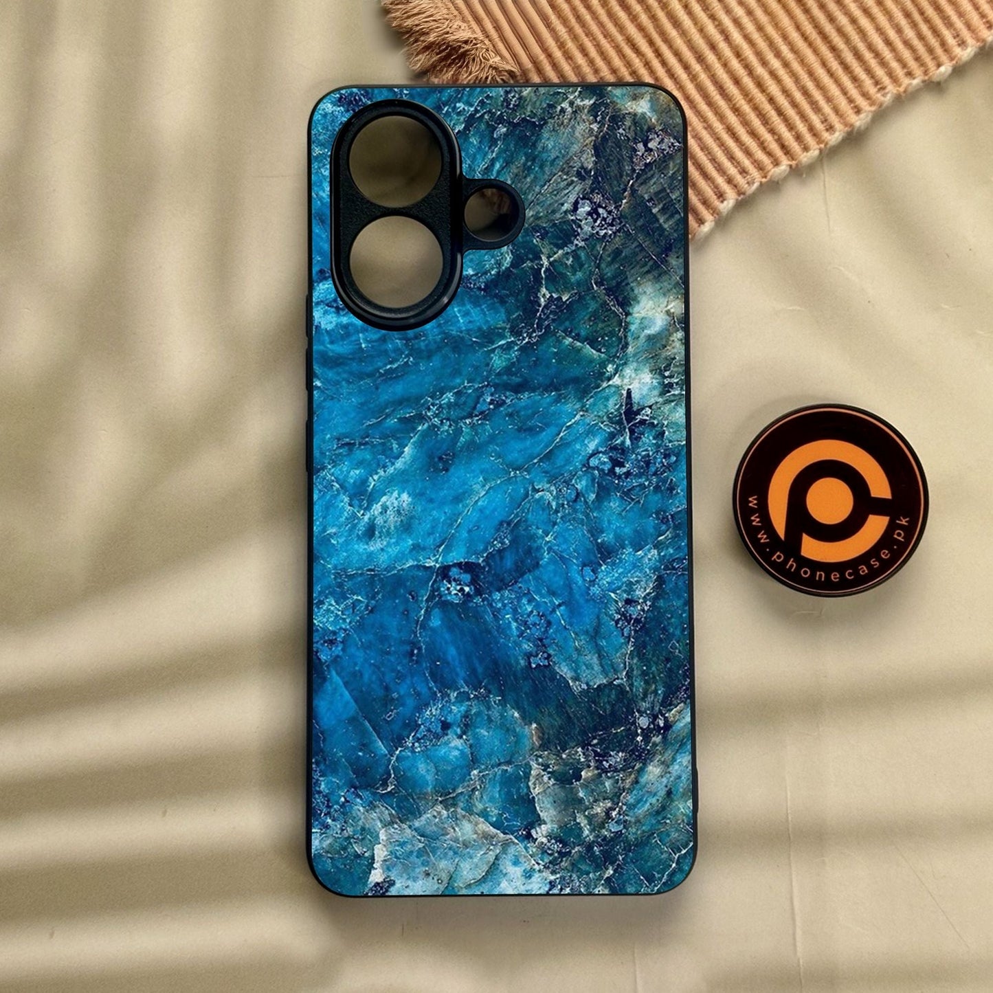 Vivo V60 Lite - Blue Marble Design 10 - Premium Metal Printed Soft Bumper Shock Proof Case