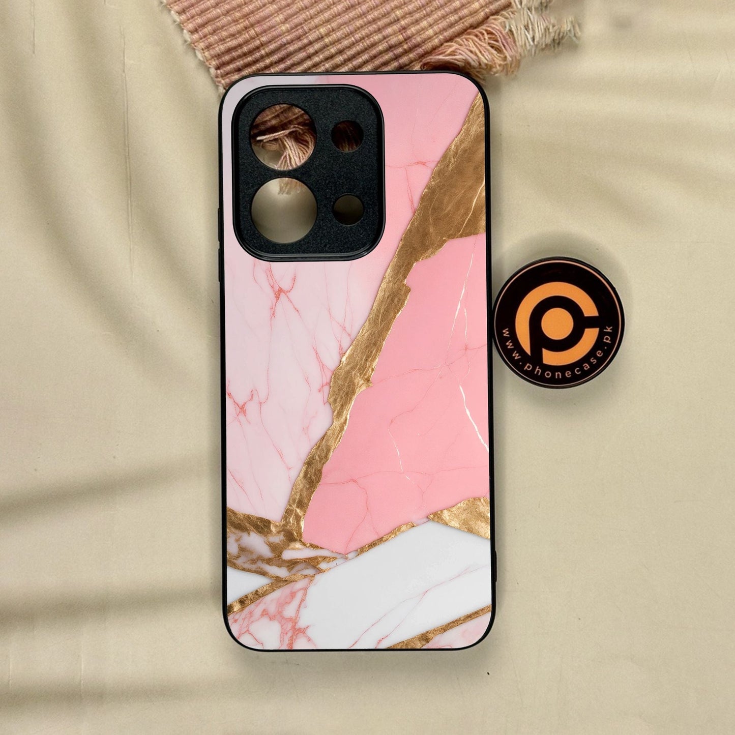 Xiaomi Redmi 15C - Pink Marble 2.0 Design 2 - Premium Metal Printed Soft Bumper Shock Proof Case