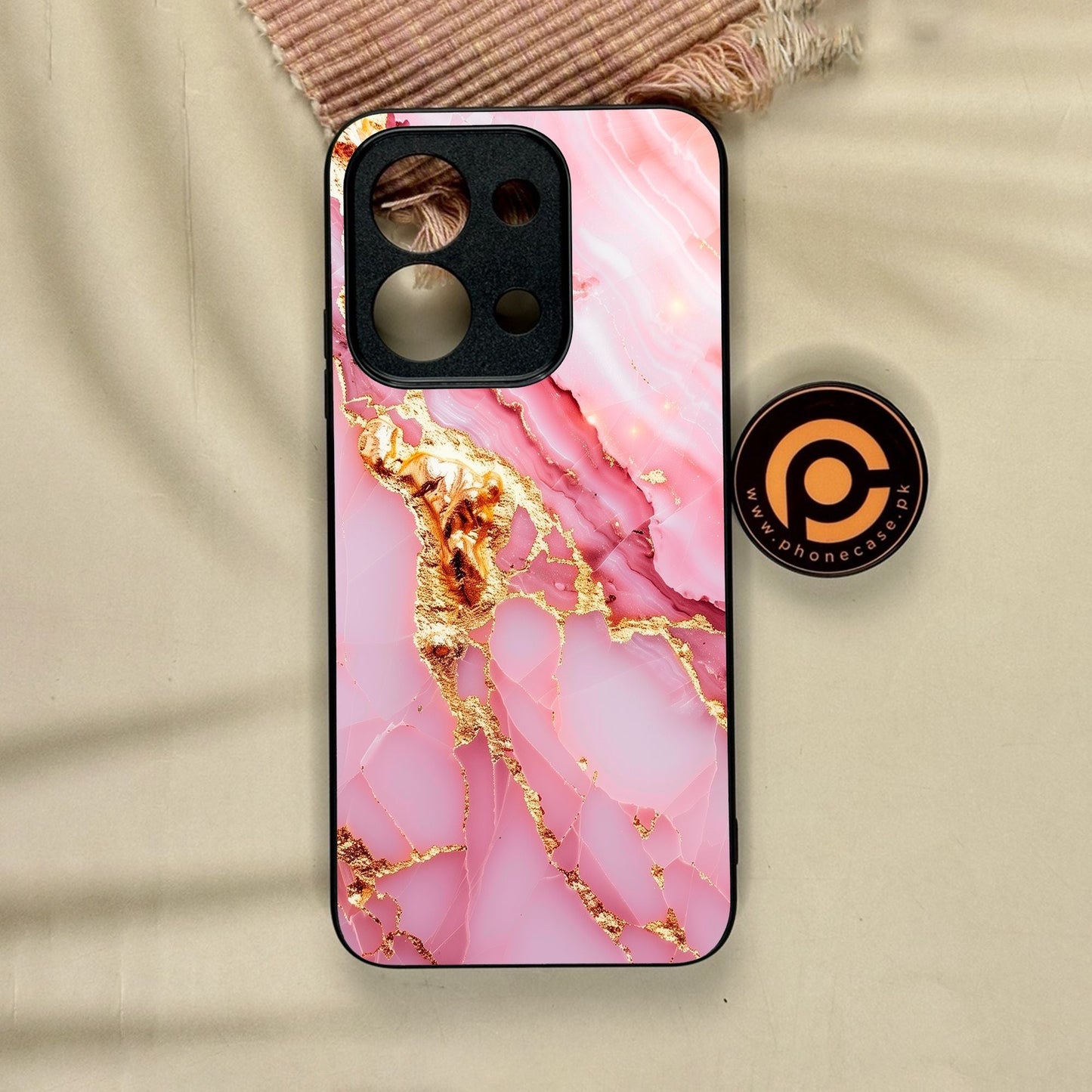 Xiaomi Redmi 15C - Pink Marble 2.0 Design 6 - Premium Metal Printed Soft Bumper Shock Proof Case