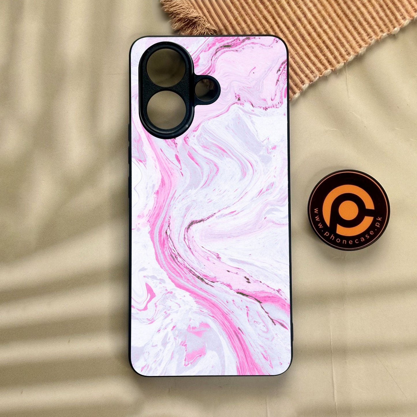 Vivo V60 Lite - Pink Design 1 - Premium Metal Printed Soft Bumper Shock Proof Case