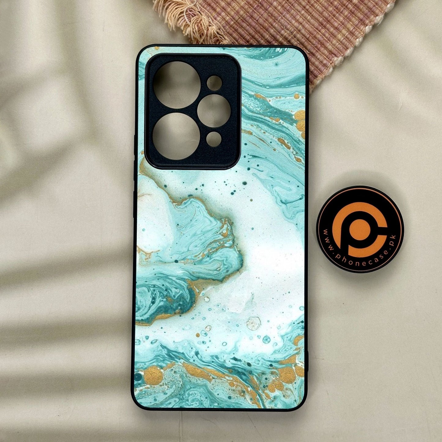 Realme 15 Pro - Aqua Blue Marble Design - Premium Metal Printed Soft Bumper Shock Proof Case