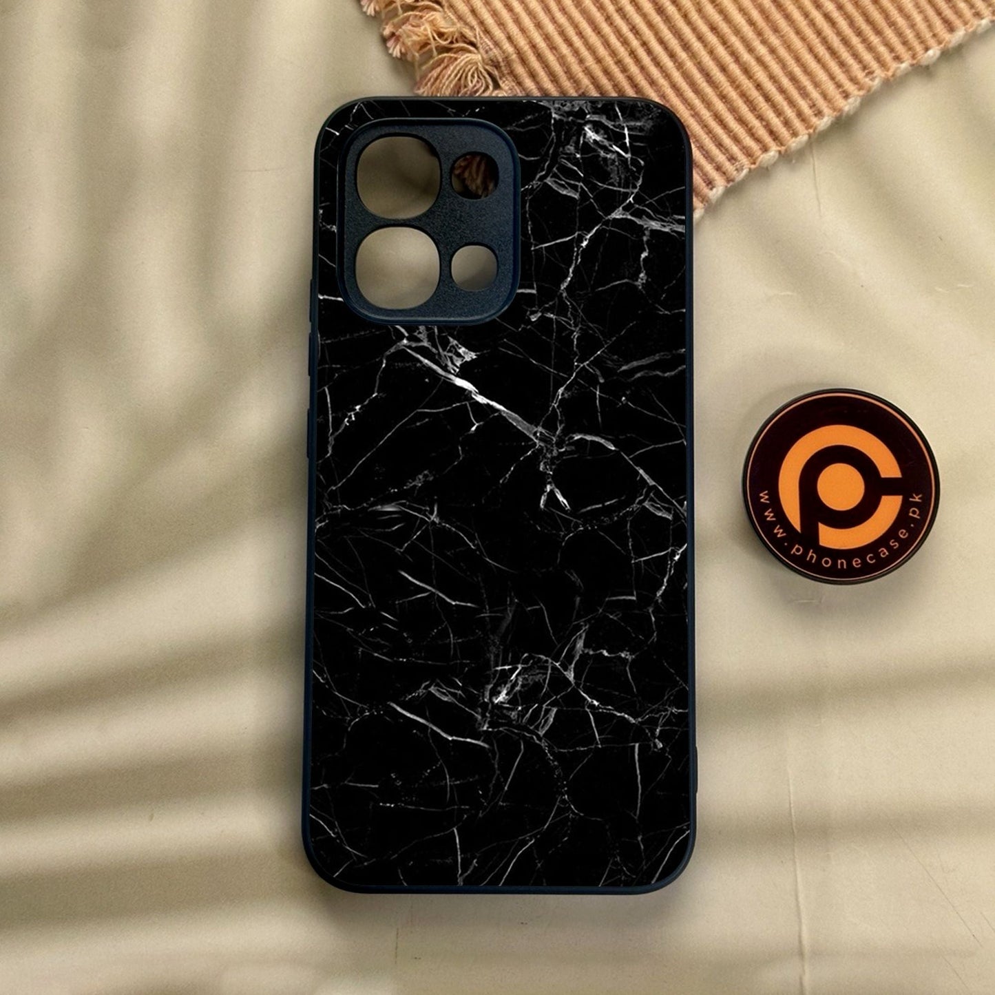 Oppo A6 Pro - Black Marble Design 1 - Premium Metal Printed Soft Bumper Shock Proof Case