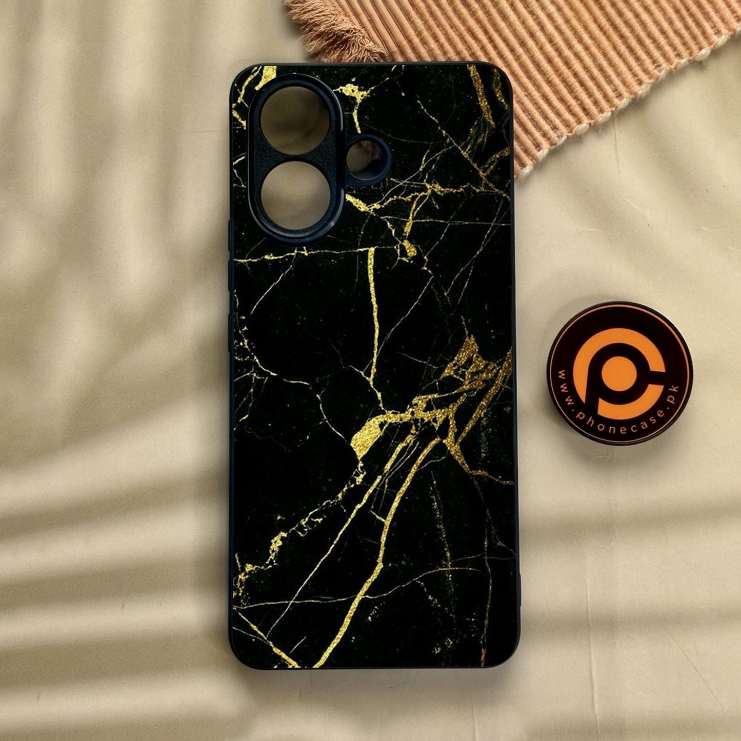 Vivo V60 Lite - Black Marble Design 3 - Premium Metal Printed Soft Bumper Shock Proof Case