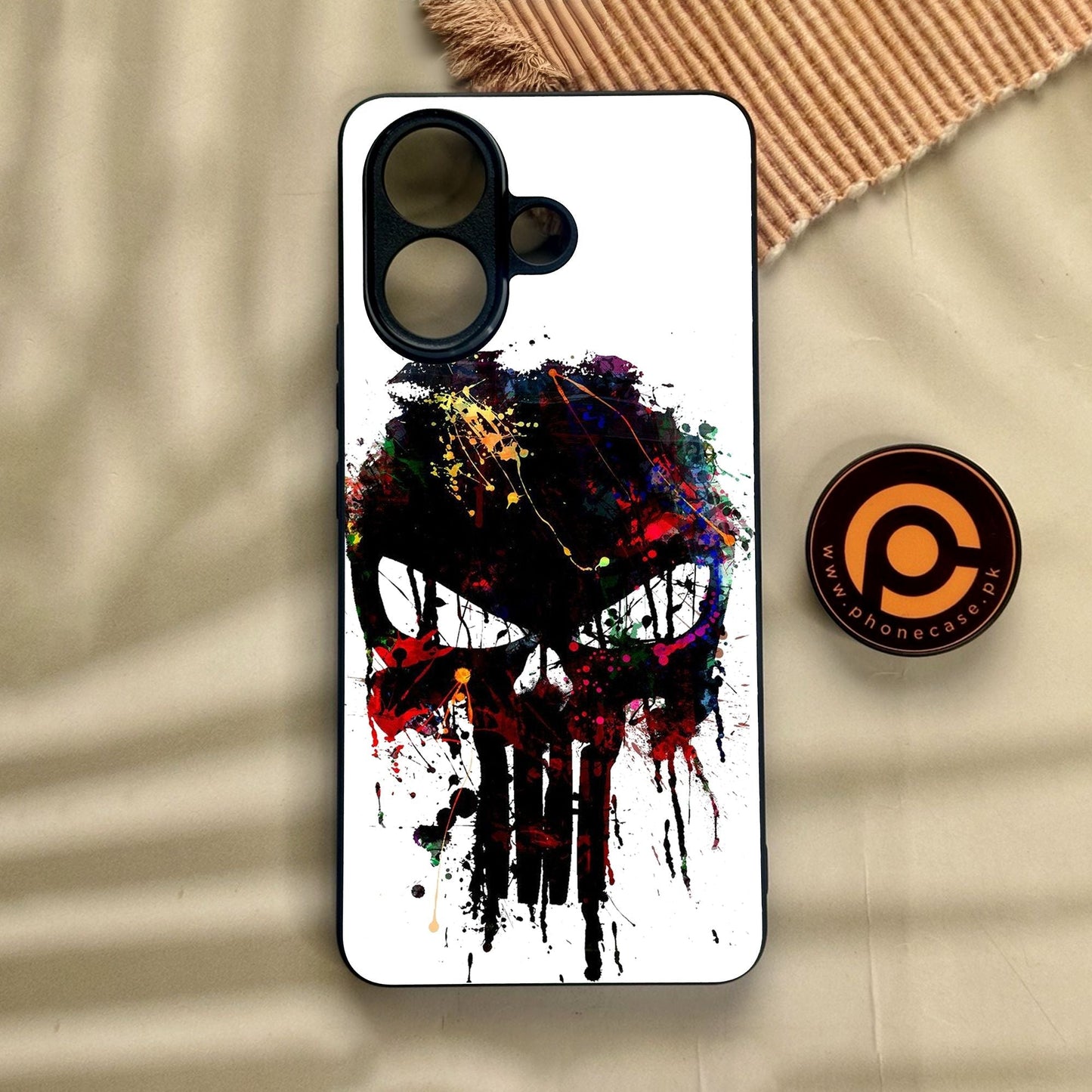 Vivo V60 Lite - Punisher Skull Design - Premium Metal Printed Soft Bumper Shock Proof Case