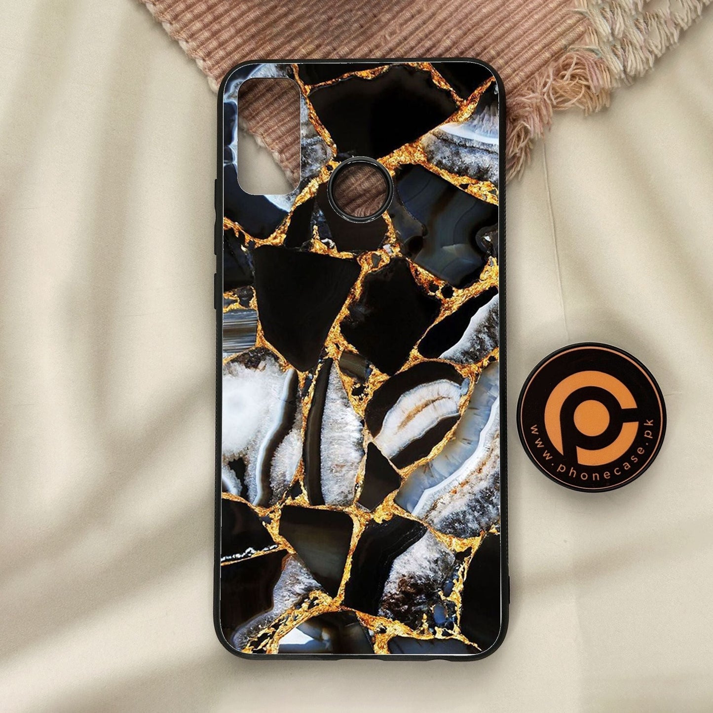 Honor 9X Lite - Black Marble Design 5 - Premium Metal Printed Soft Bumper Shock Proof Case