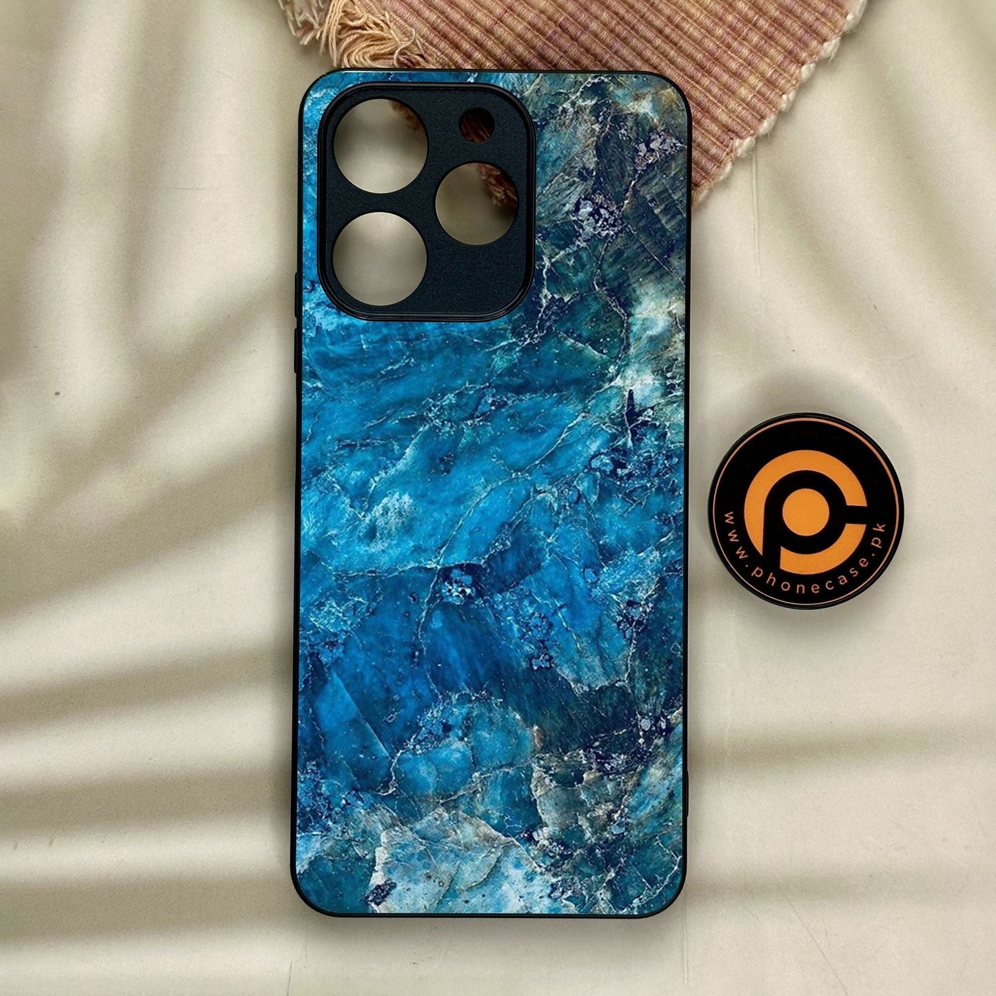 Realme Note 70 - Blue Marble Design 10 - Premium Metal Printed Soft Bumper Shock Proof Case