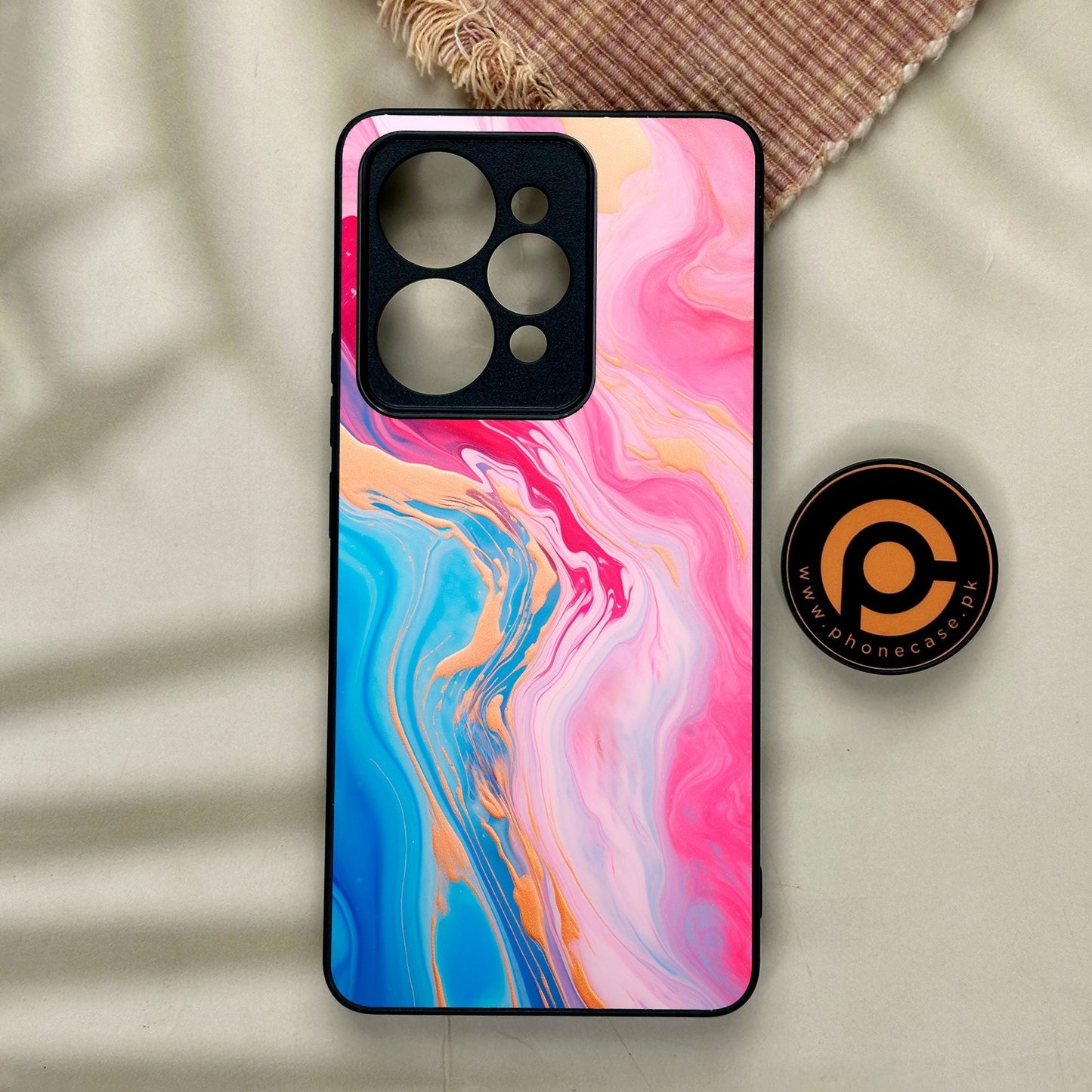 Realme 15 - Pink Marble 2.0 Design 3 - Premium Metal Printed Soft Bumper Shock Proof Case