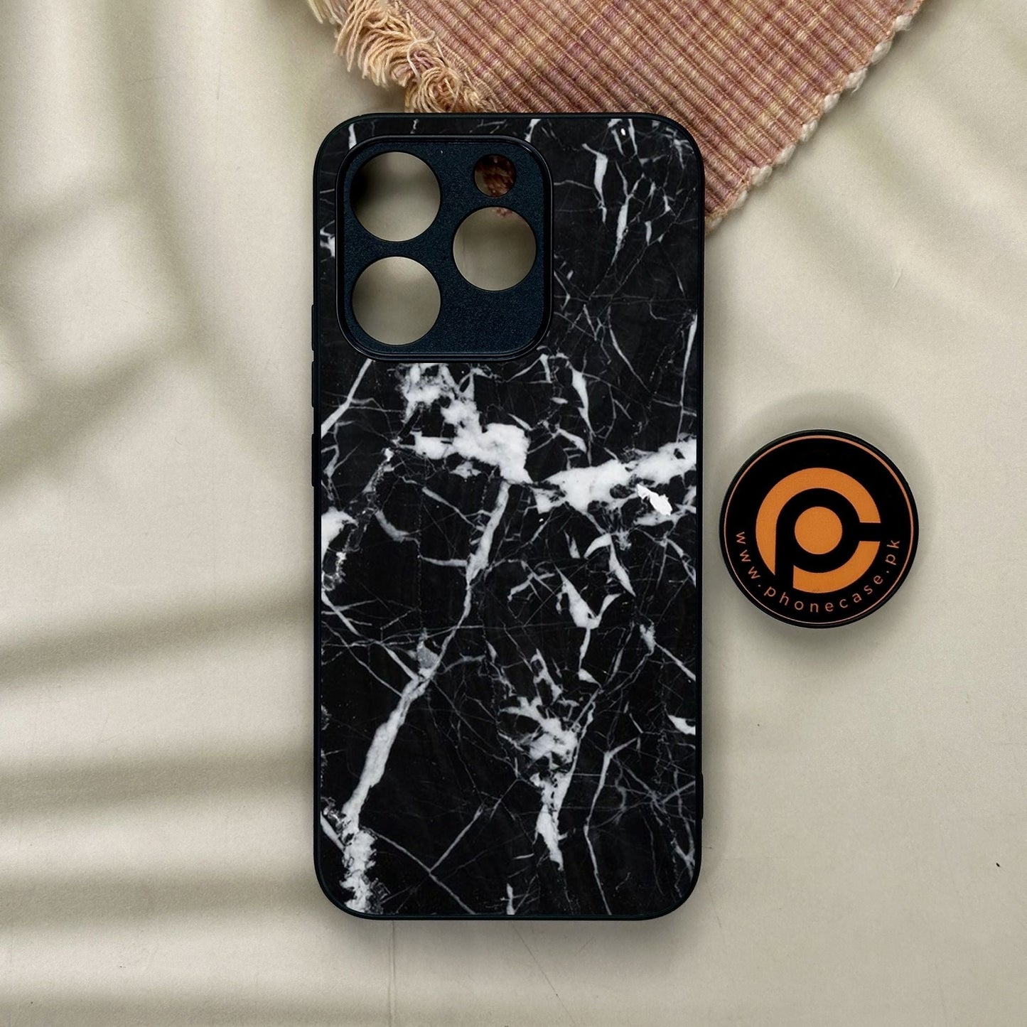 Realme 15T - Black Marble Design 6 - Premium Metal Printed Soft Bumper Shock Proof Case