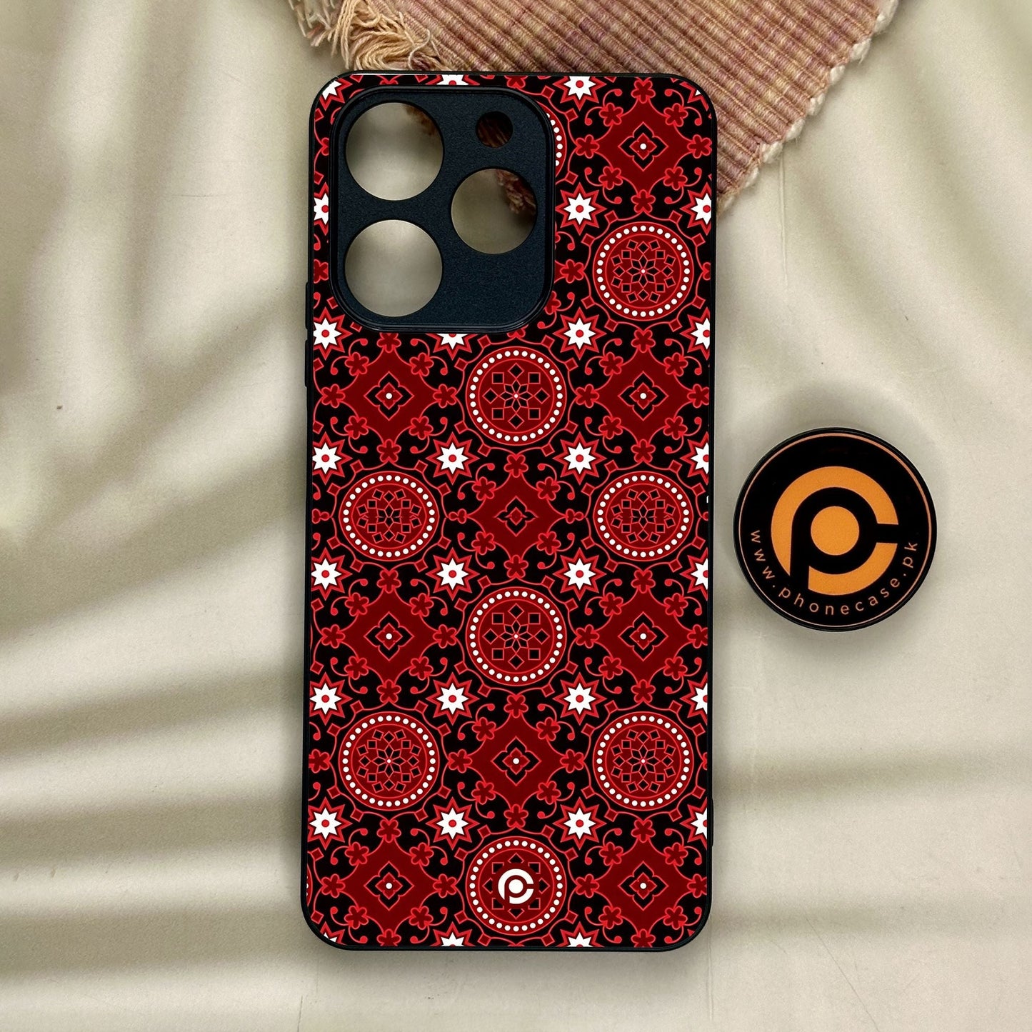 Realme Note 70 - Ajrak Design 6 - Premium Metal Printed Soft Bumper Shock Proof Case