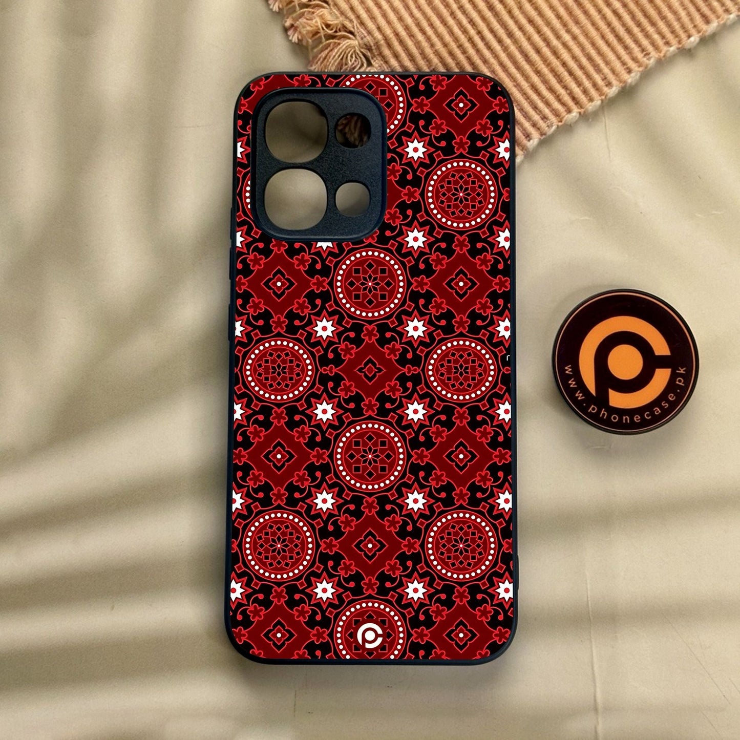 Oppo A6 Pro - Ajrak Design 6 - Premium Metal Printed Soft Bumper Shock Proof Case