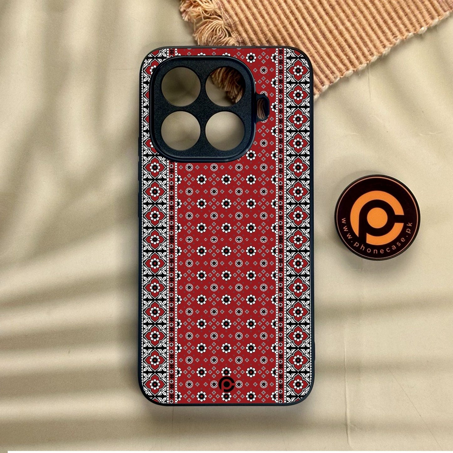 Xiaomi 15T Pro - Ajrak Design 12 - Premium Metal Printed Soft Bumper Shock Proof Case