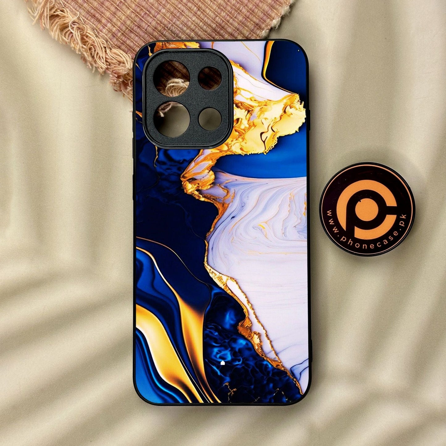 OnePlus 13T - Blue Golden Marble - Premium Metal Printed Soft Bumper Shock Proof Case