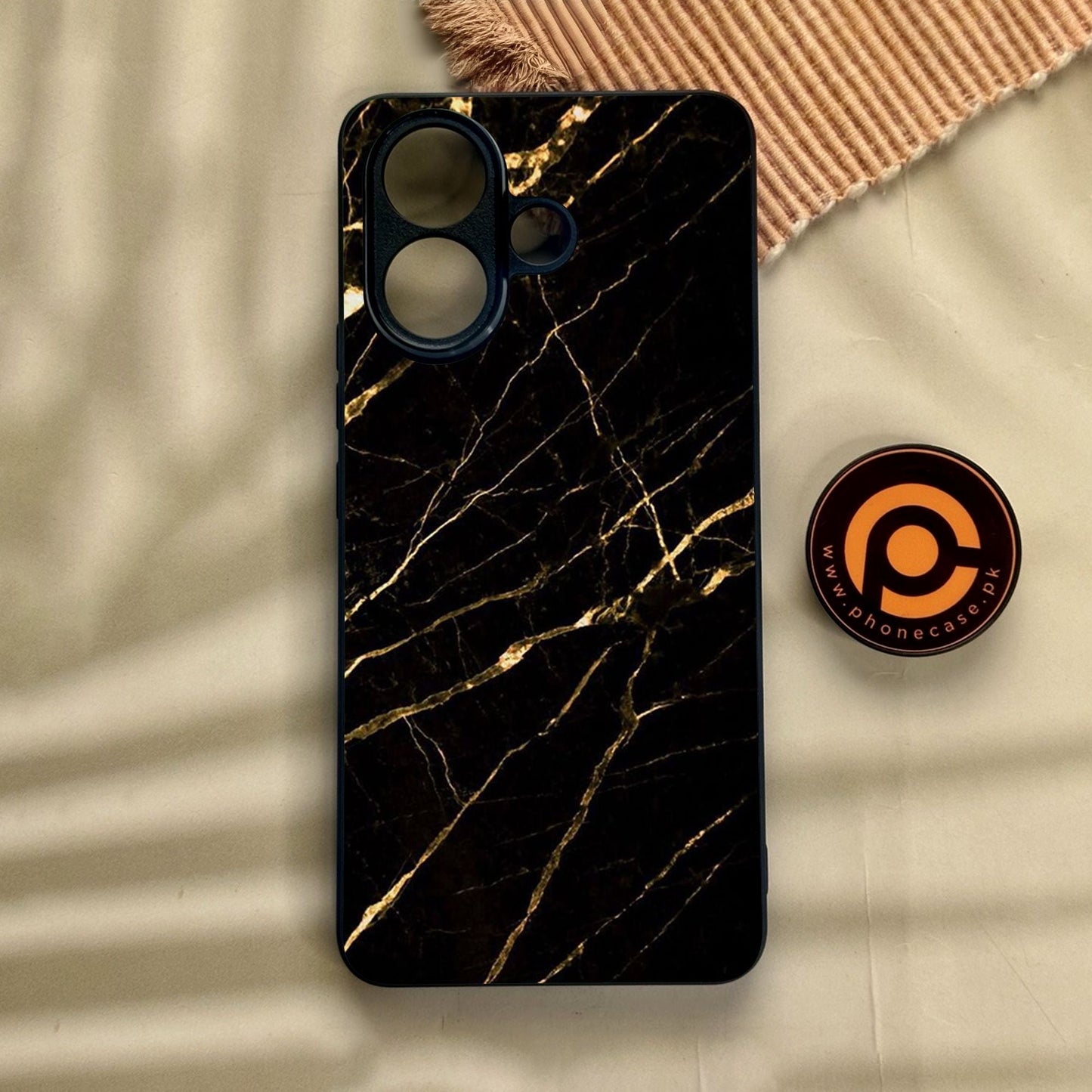 Vivo V60 Lite - Black Marble Design 7 - Premium Metal Printed Soft Bumper Shock Proof Case