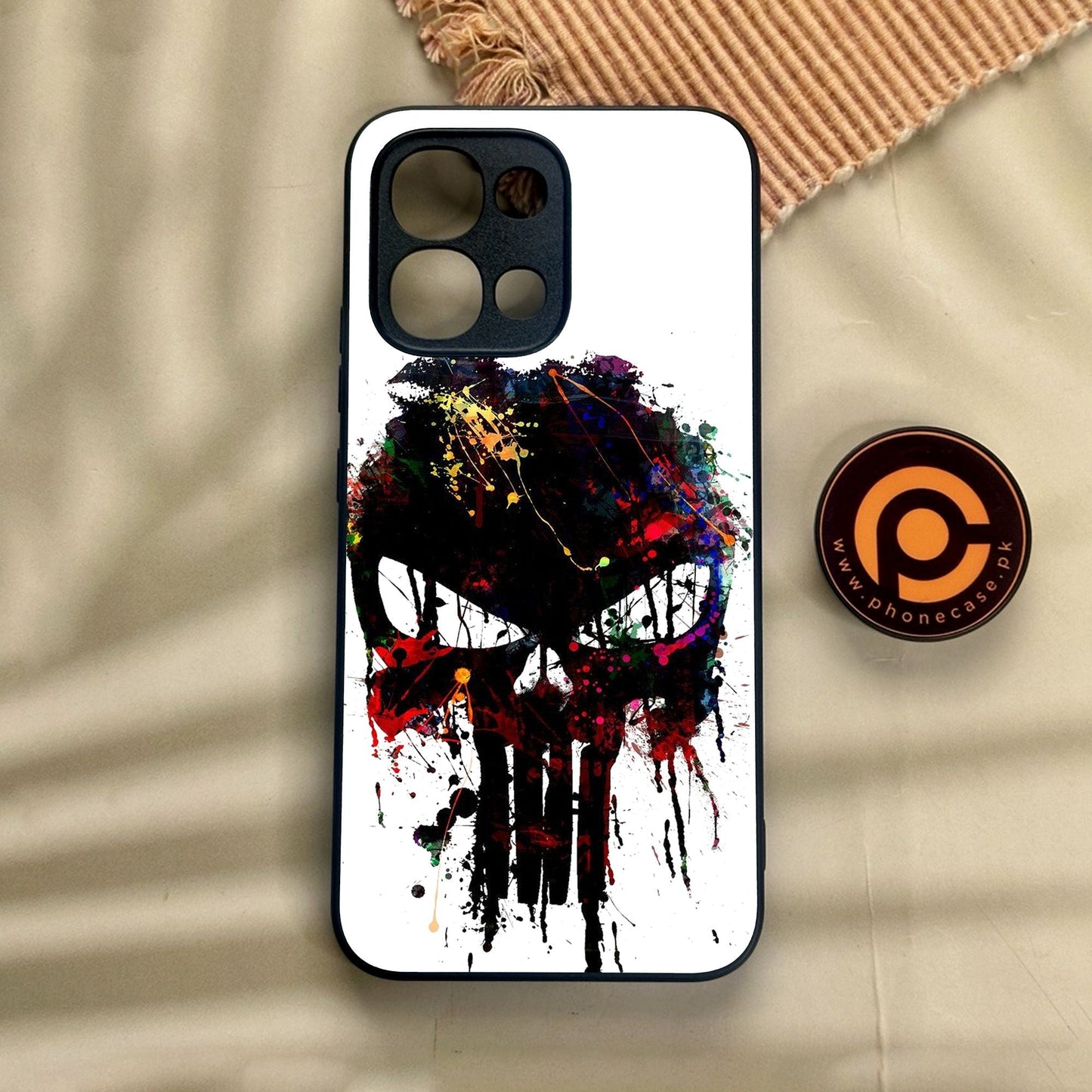 Oppo A6 Pro - Punisher Skull Design - Premium Metal Printed Soft Bumper Shock Proof Case