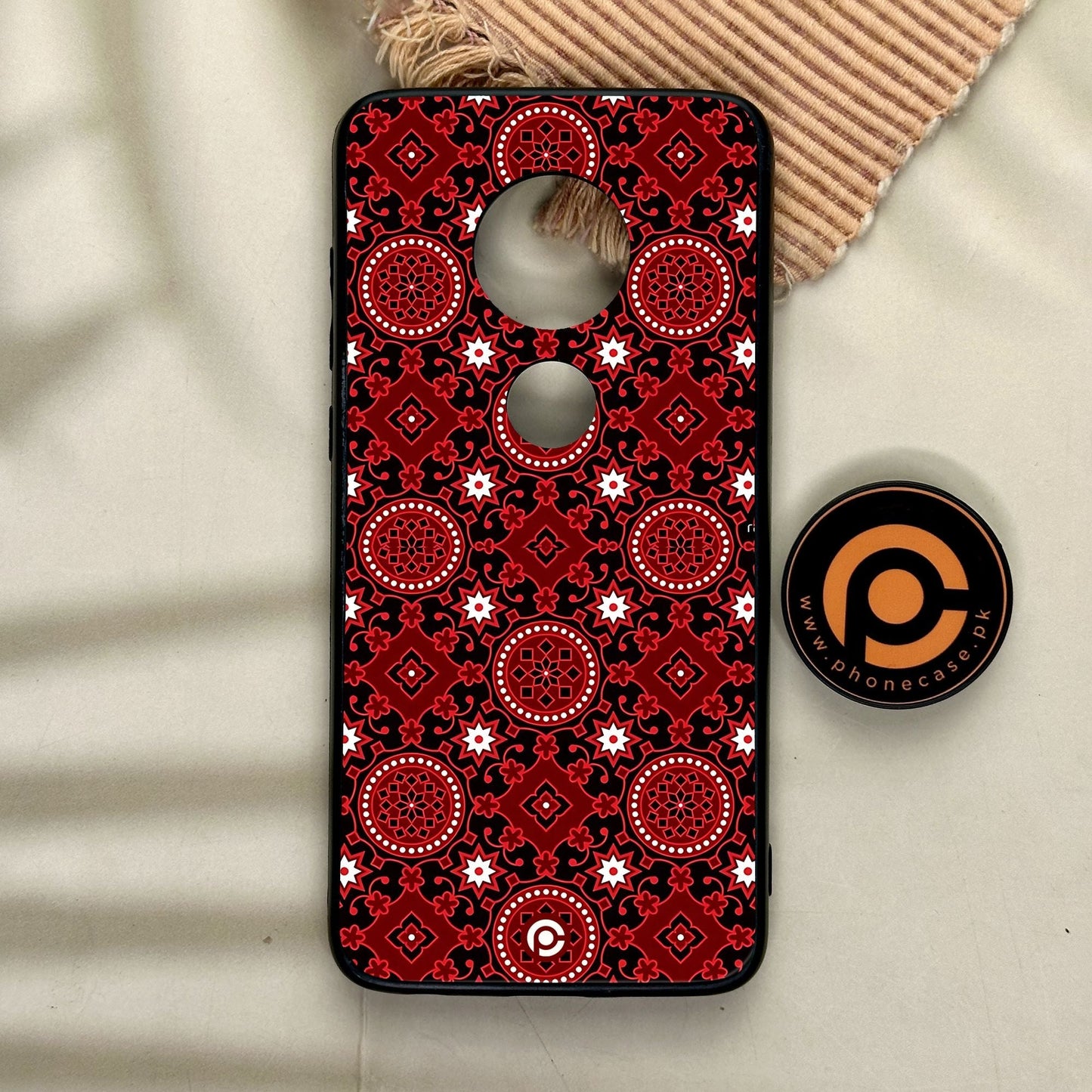 Motorola Moto G7 - Ajrak Design 6 - Premium Metal Printed Soft Bumper Shock Proof Case