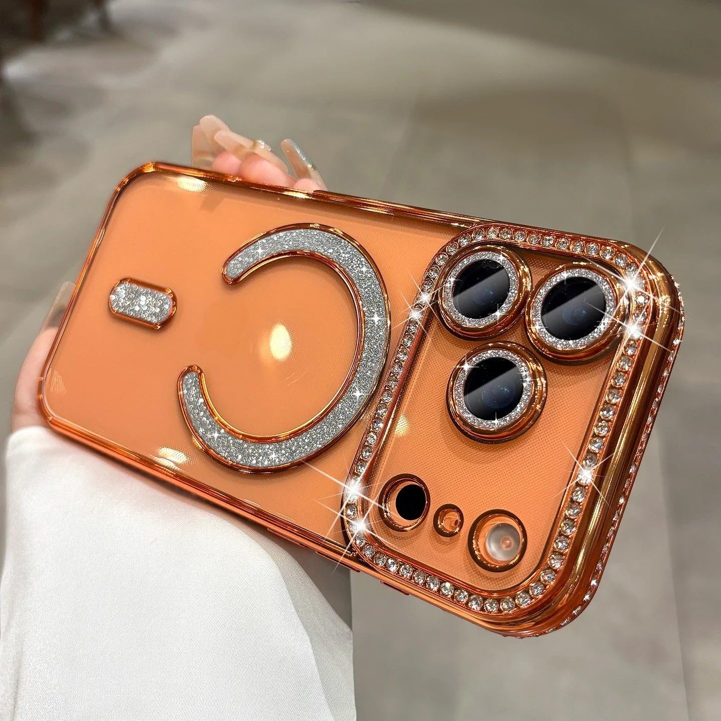 iPhone 17 Pro Max - Luxury Creative Diamond Bumper Phone case - Orange