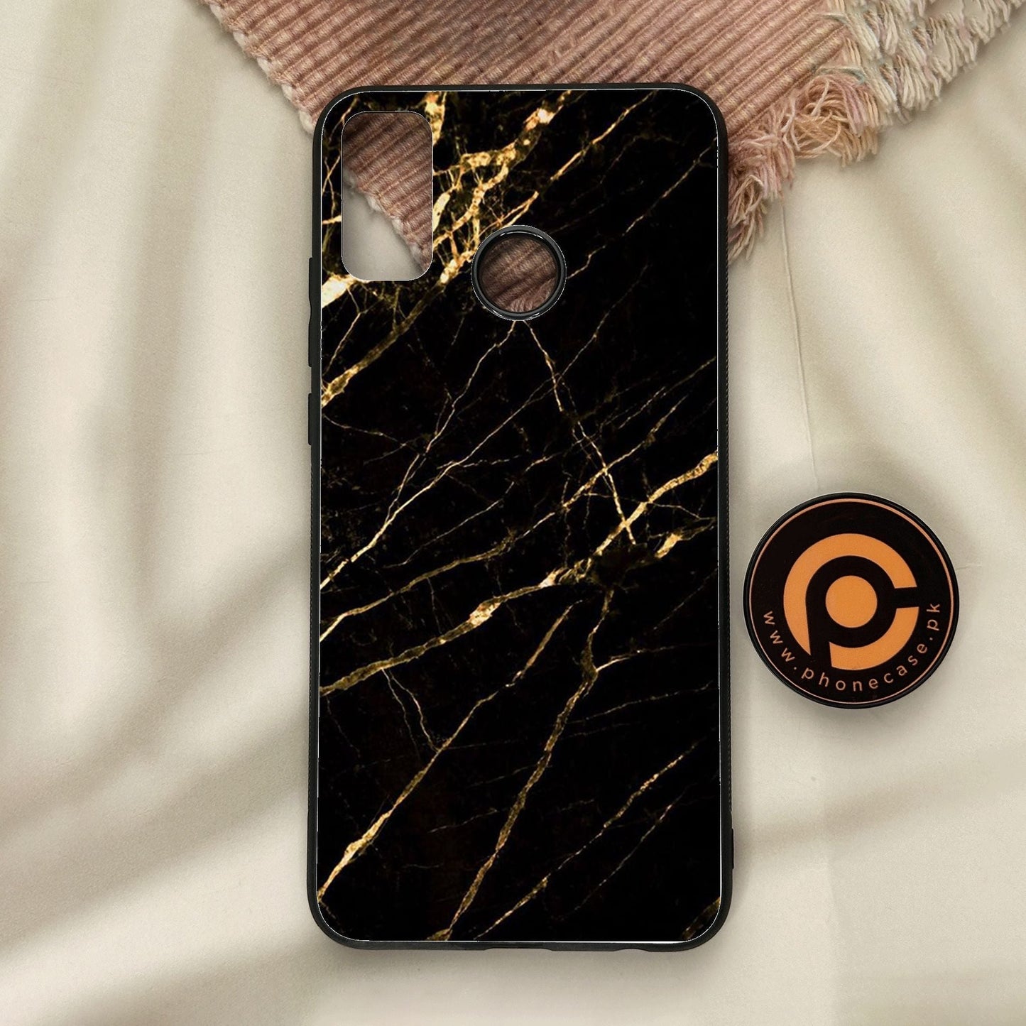 Honor 9X Lite - Black Marble Design 7 - Premium Metal Printed Soft Bumper Shock Proof Case