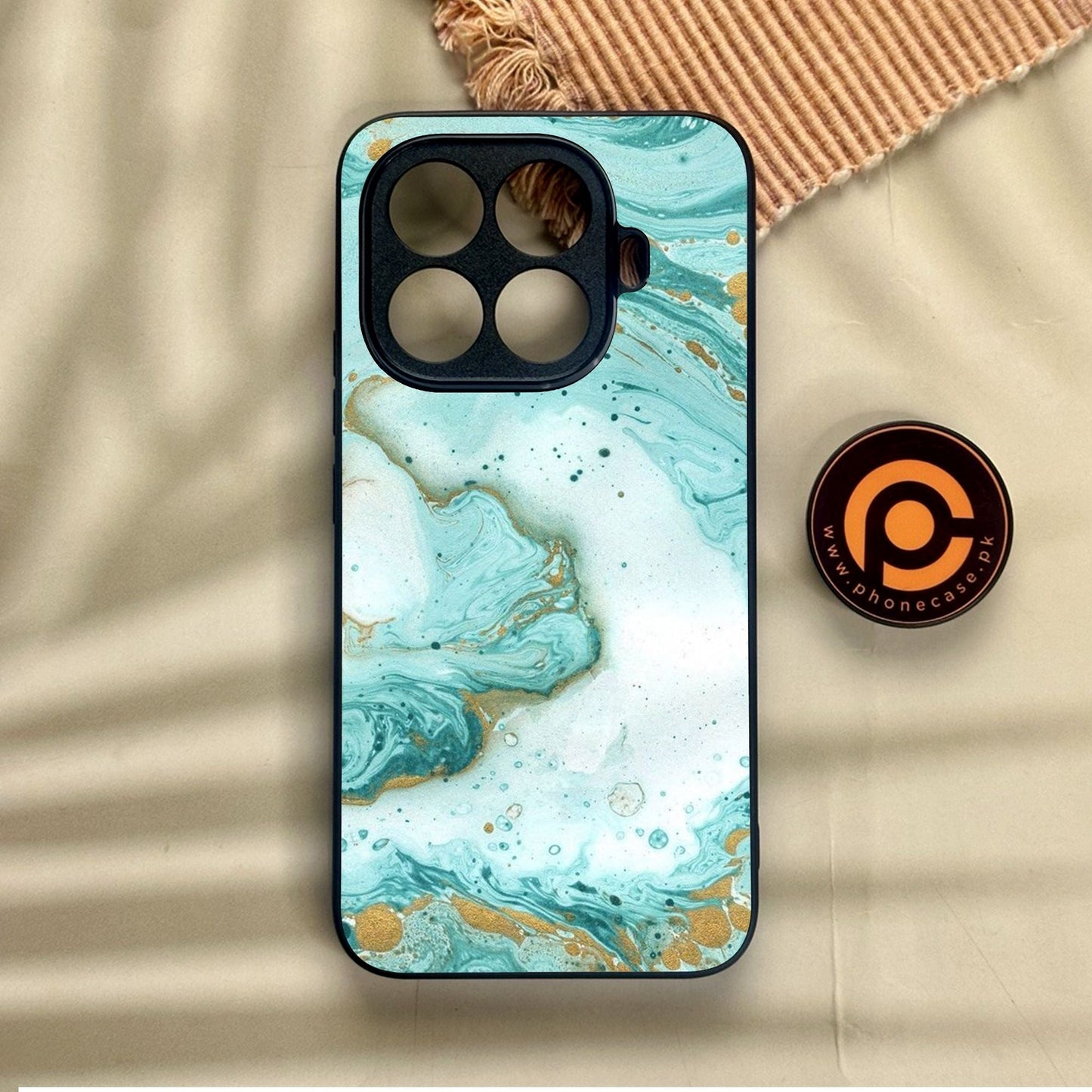 Xiaomi 15T Pro - Aqua Blue Marble Design - Premium Metal Printed Soft Bumper Shock Proof Case