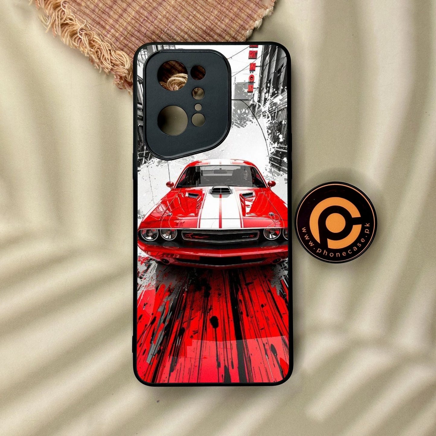 Oppo Find X5 Pro - Red Muscle Car Thrill - Premium Metal Printed Soft Bumper Shock Proof Case