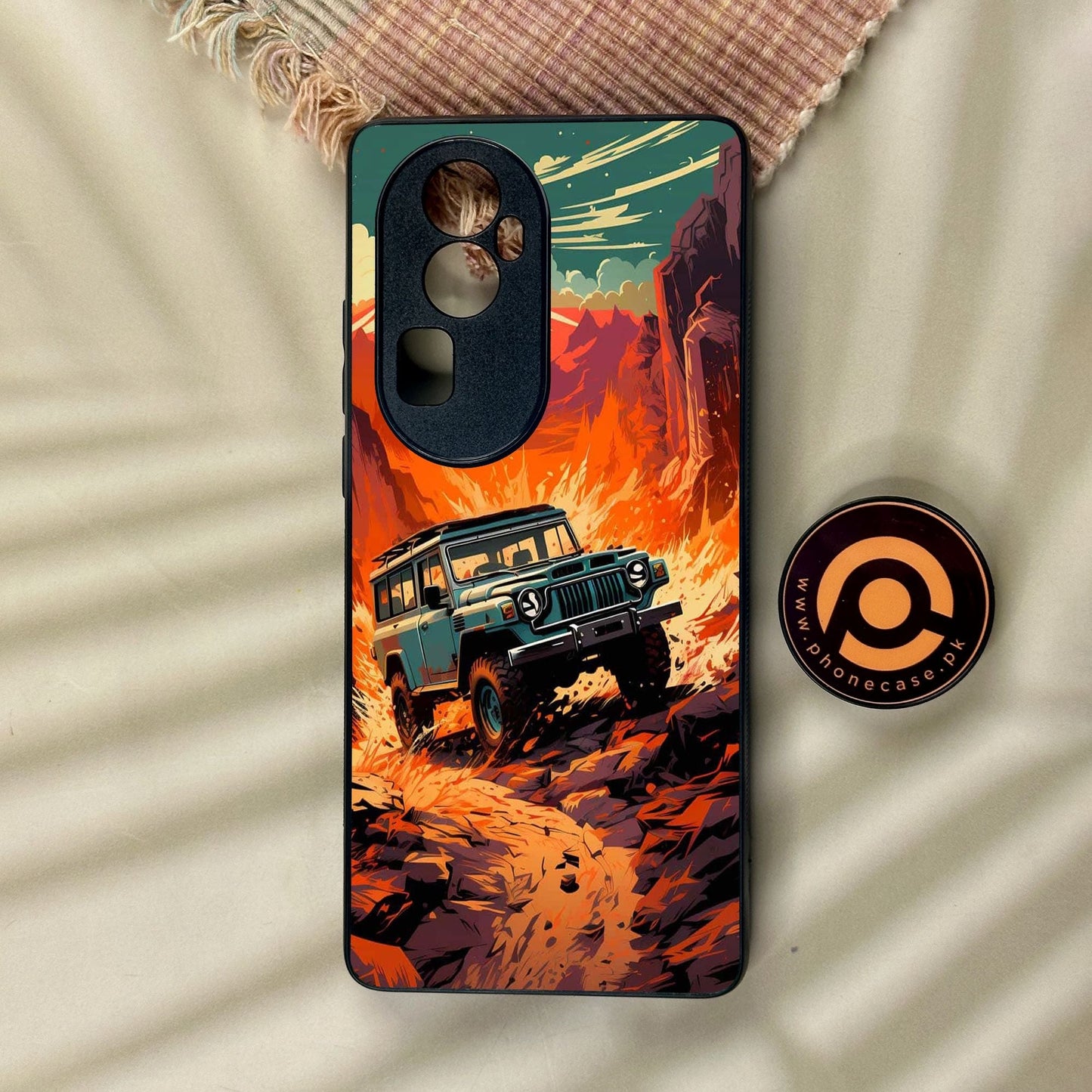 Oppo Reno 10 Pro Plus - Jeep Offroad - Premium Metal Printed Soft Bumper Shock Proof Case