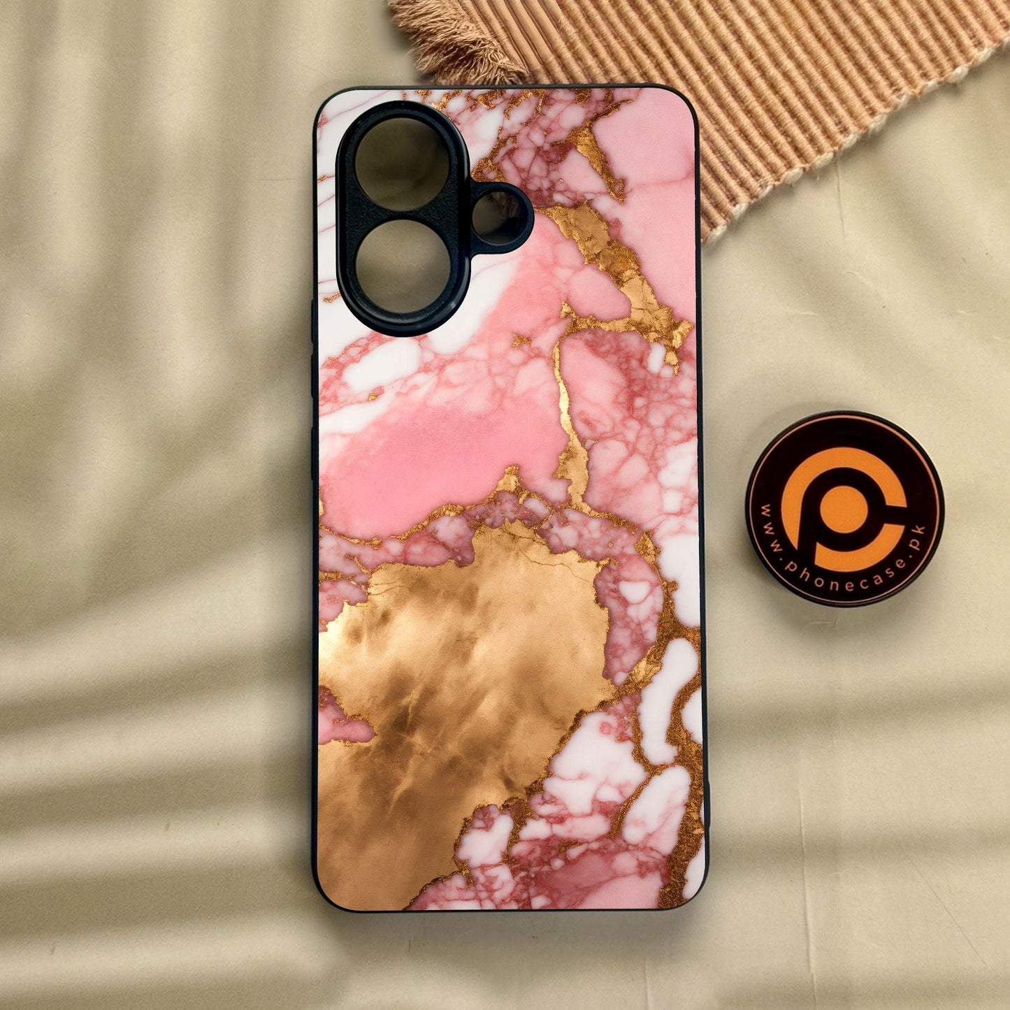 Vivo V60 Lite - Pink Marble 2.0 Design 7 - Premium Metal Printed Soft Bumper Shock Proof Case