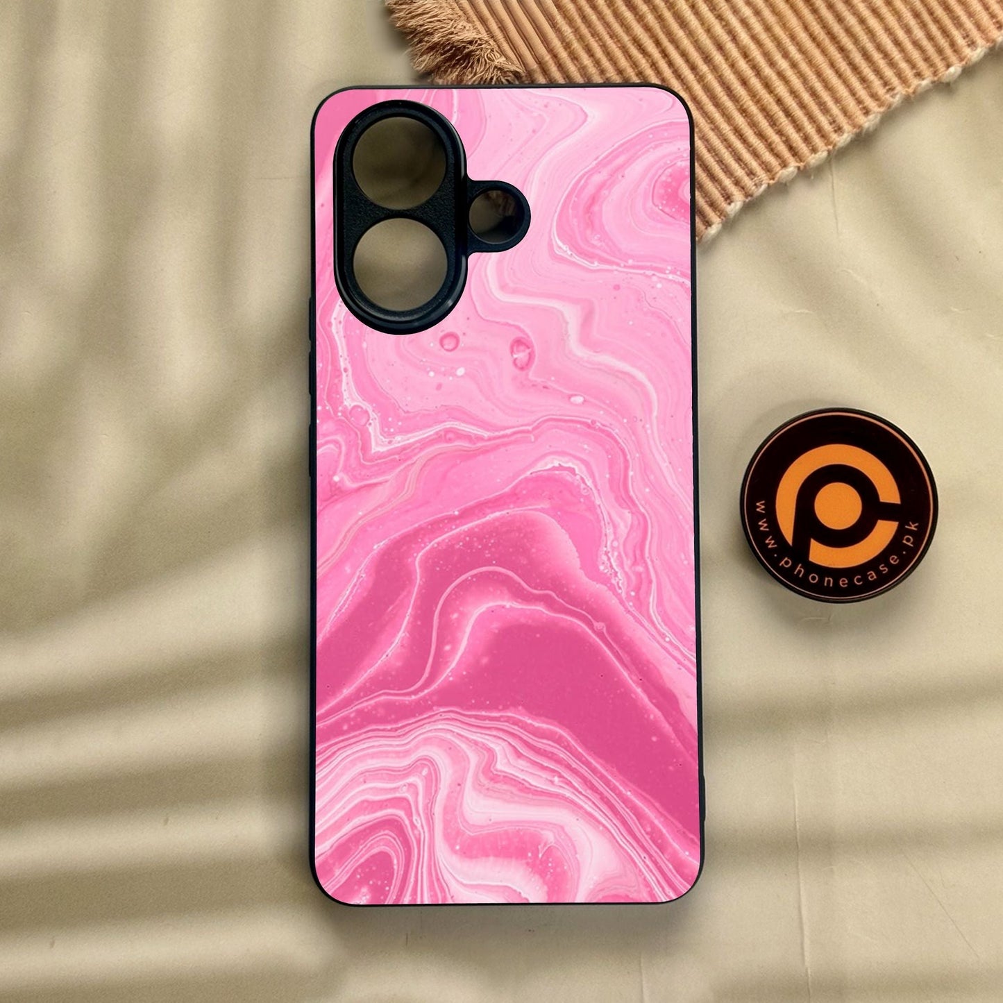 Vivo V60 Lite - Pink Design 3 - Premium Metal Printed Soft Bumper Shock Proof Case