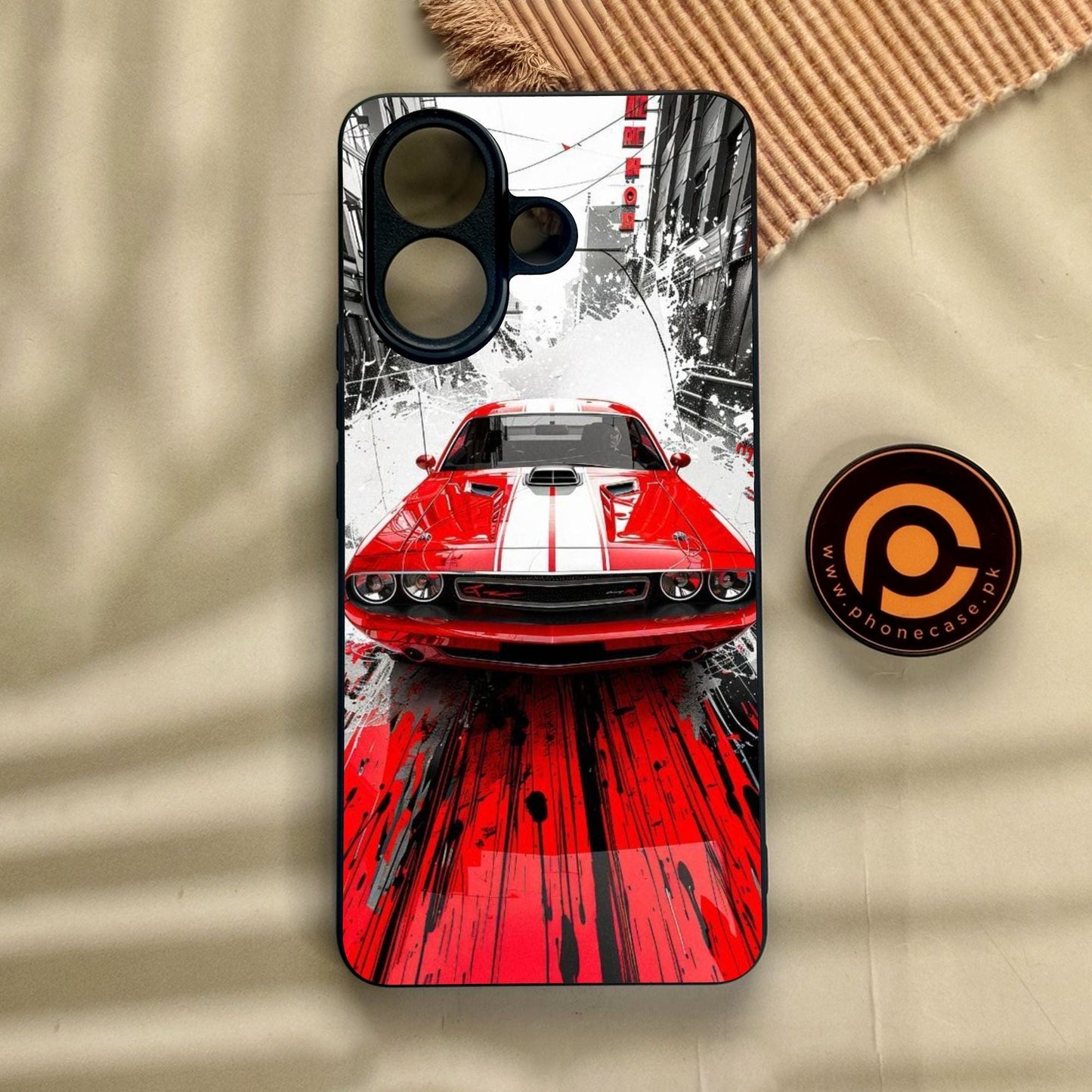 Vivo V60 Lite - Red Muscle Car Thrill - Premium Metal Printed Soft Bumper Shock Proof Case