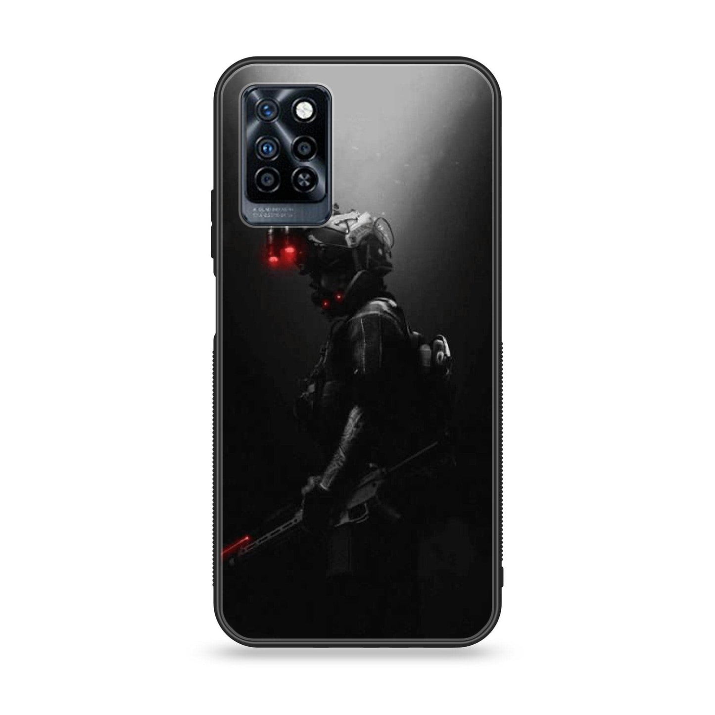 Infinix Note 10 Pro Black Art Design 9 Premium Printed Glass soft Bumper shock Proof Case CS-38363