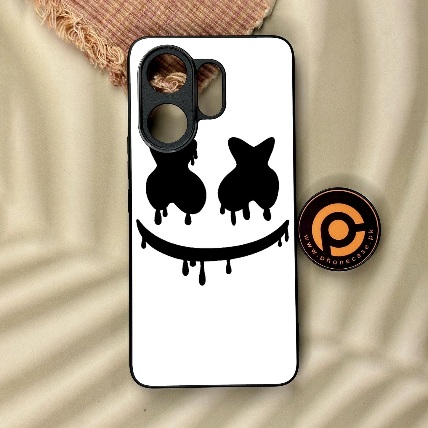 Vivo V60 - Marshmello Face - Premium Metal Printed Soft Bumper Shock Proof Case CS-38195