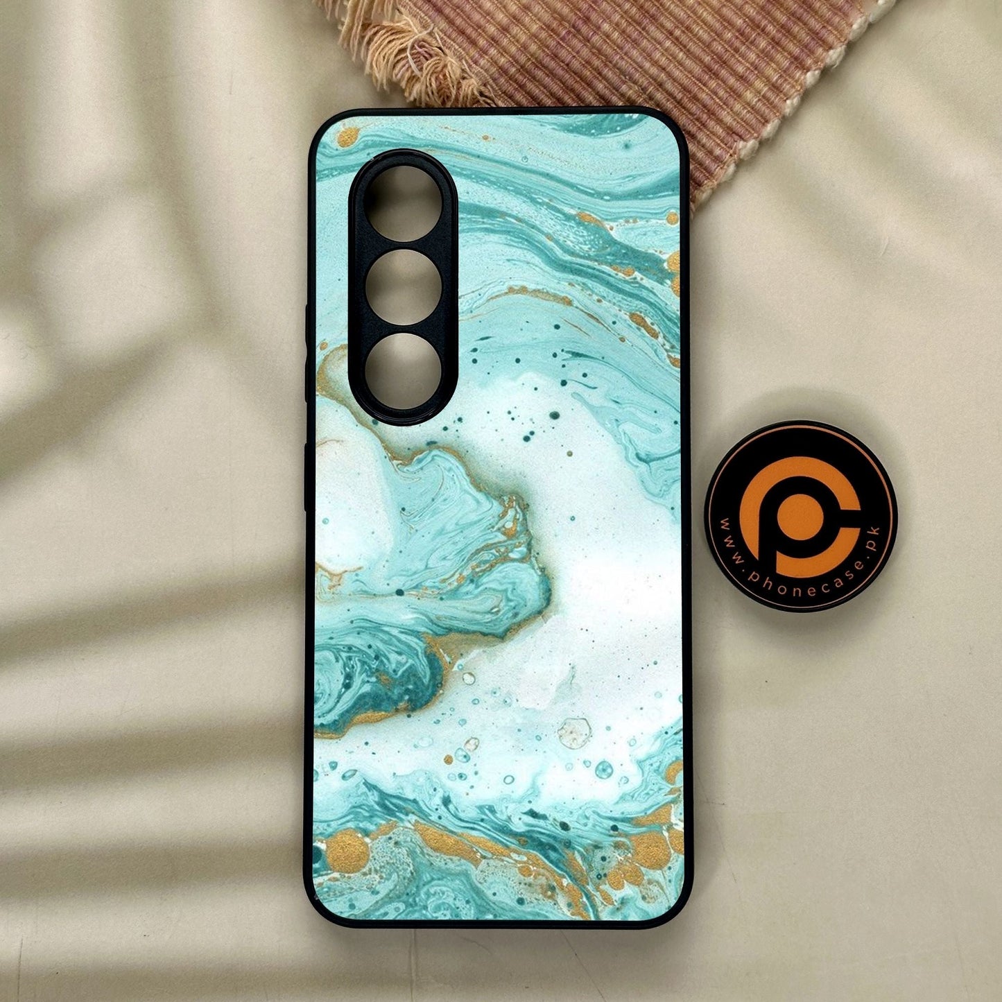 Itel S25 - Aqua Blue Marble Design - Premium Metal Printed Soft Bumper Shock Proof Case