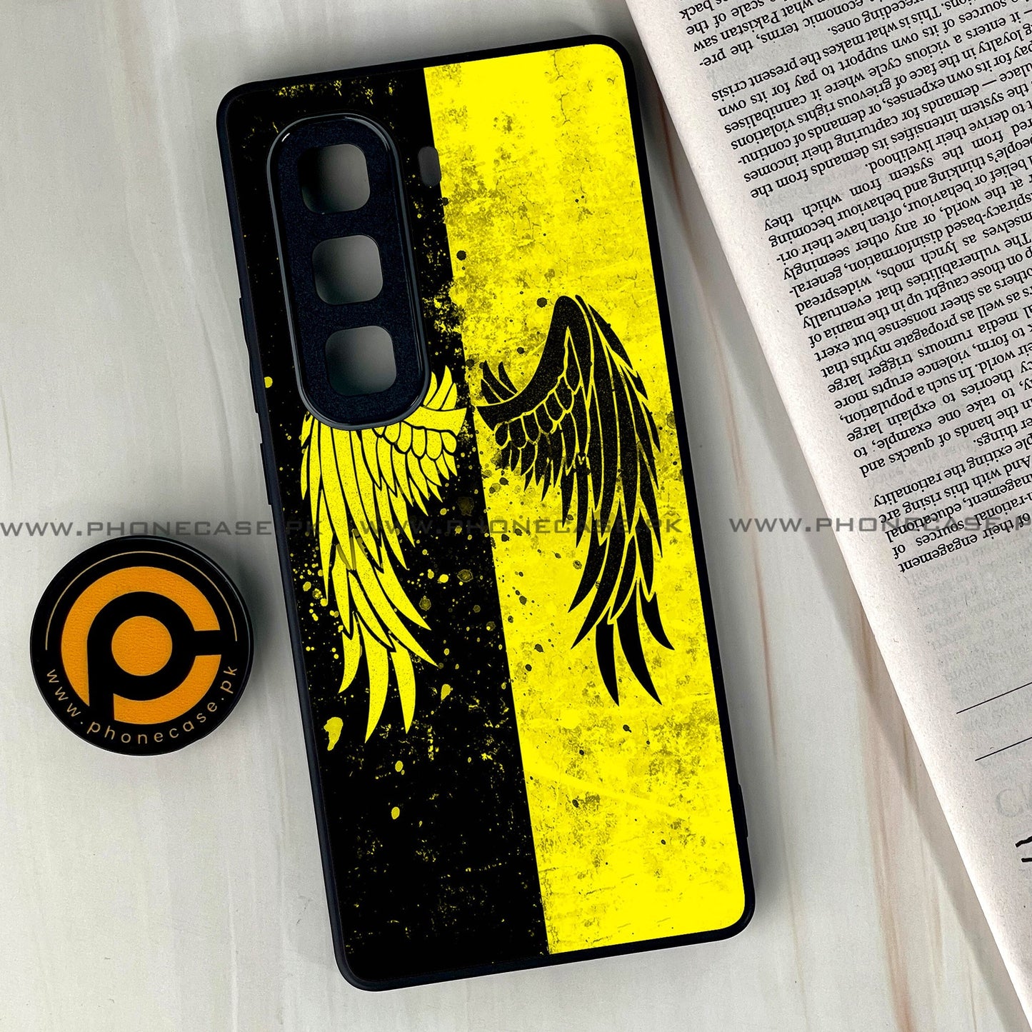 Infinix Hot 50 Pro Plus - Angel Wings 2.0 Design 4 - Premium Metal Printed soft Bumper shock Proof Case CS-39039