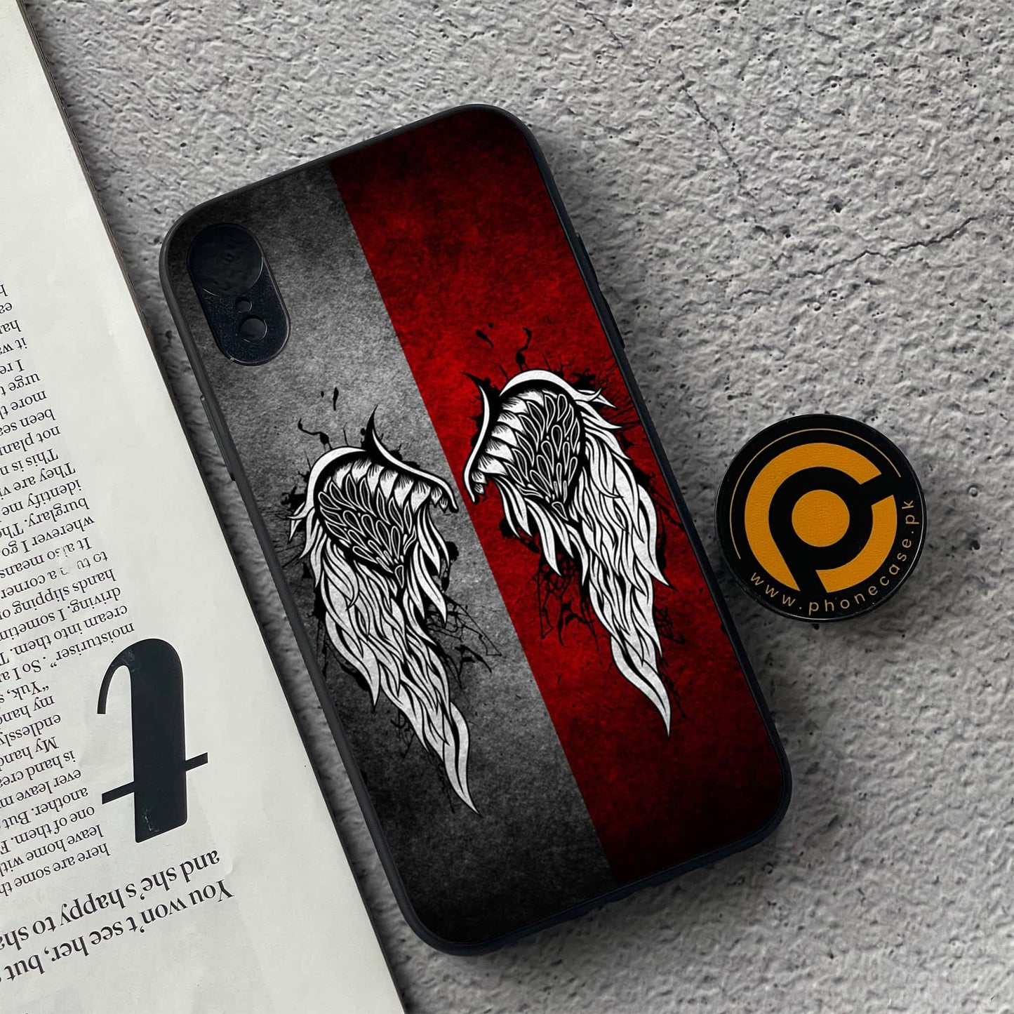 iPhone XR - Angel Wings Design 2 - Premium Metal Printed soft Bumper shock Proof Case CS-39064