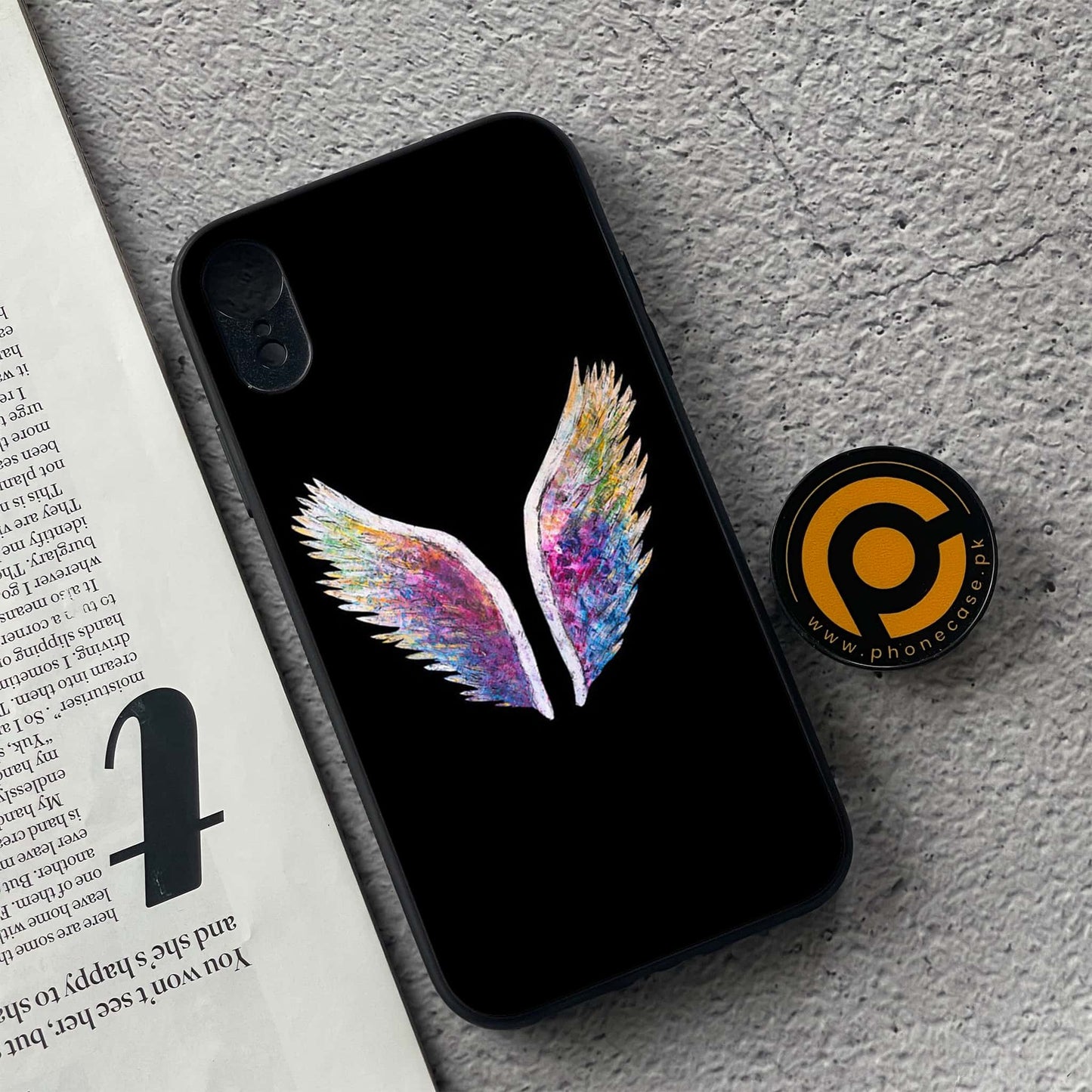 iPhone XR - Angel Wings Design 2 - Premium Metal Printed soft Bumper shock Proof Case CS-39064