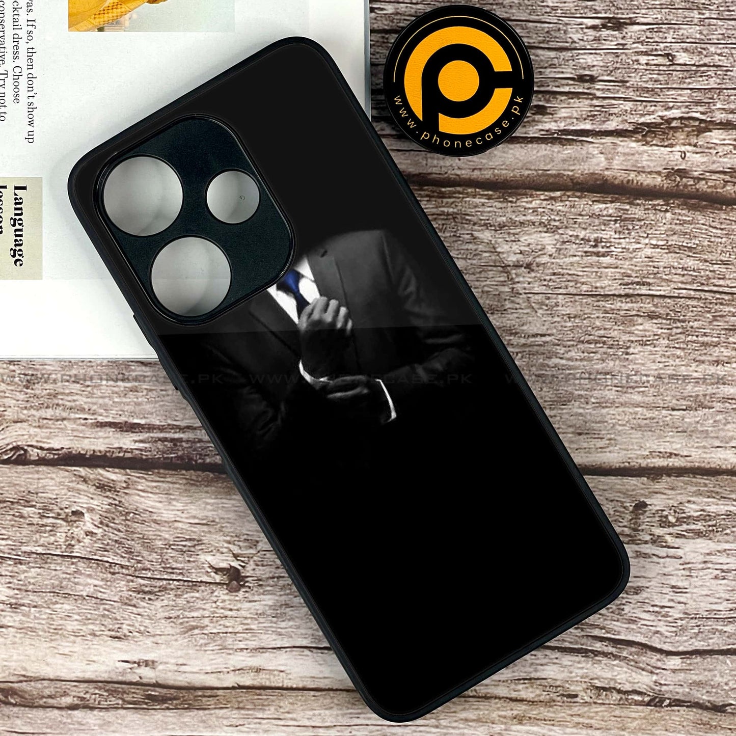 Xiaomi Redmi 13 - Black Art Design 1 - Premium Printed Glass soft Bumper shock Proof Case CS-38813