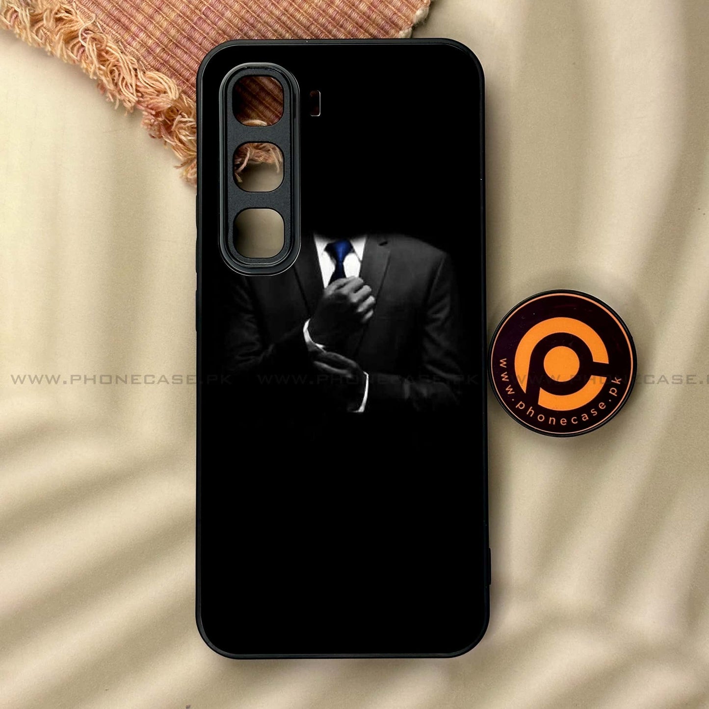 Infinix Hot 60 Pro - Black Art Design 1 - Premium Metal Printed soft Bumper shock Proof Case CS-38699