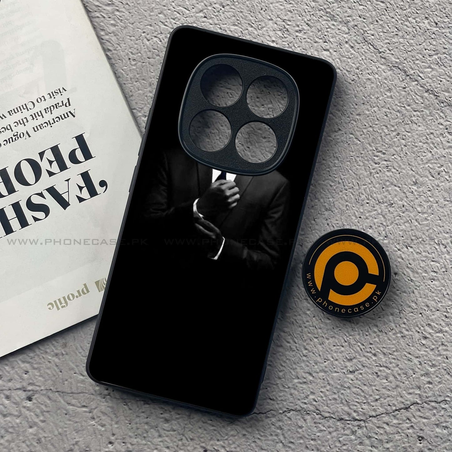 Redmi Note 14 Pro - Black Art Design 1 - Premium Printed Glass soft Bumper shock Proof Case CS-39102