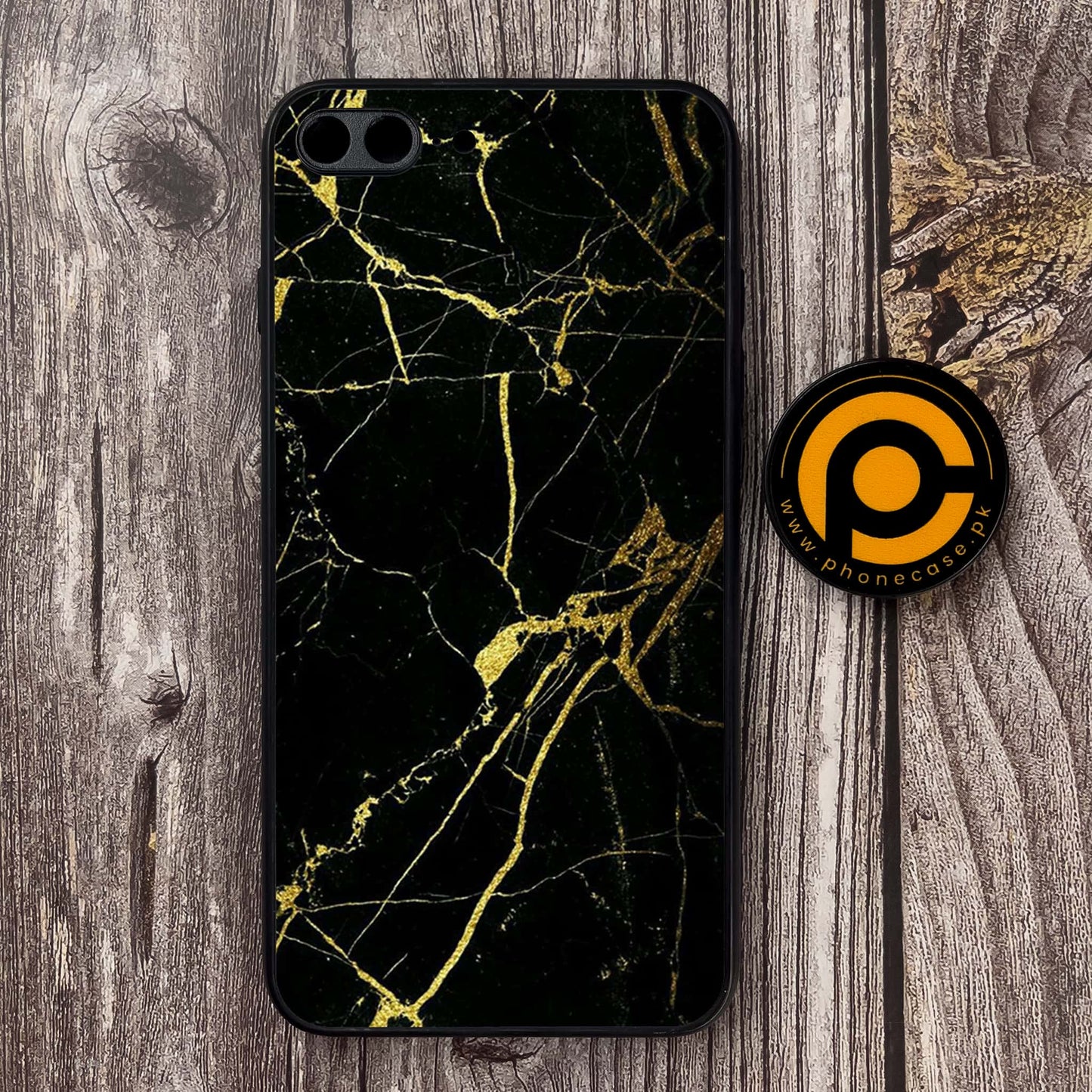 iPhone 7 Plus - Black Marble Series - Premium Metal Printed soft Bumper shock Proof Case